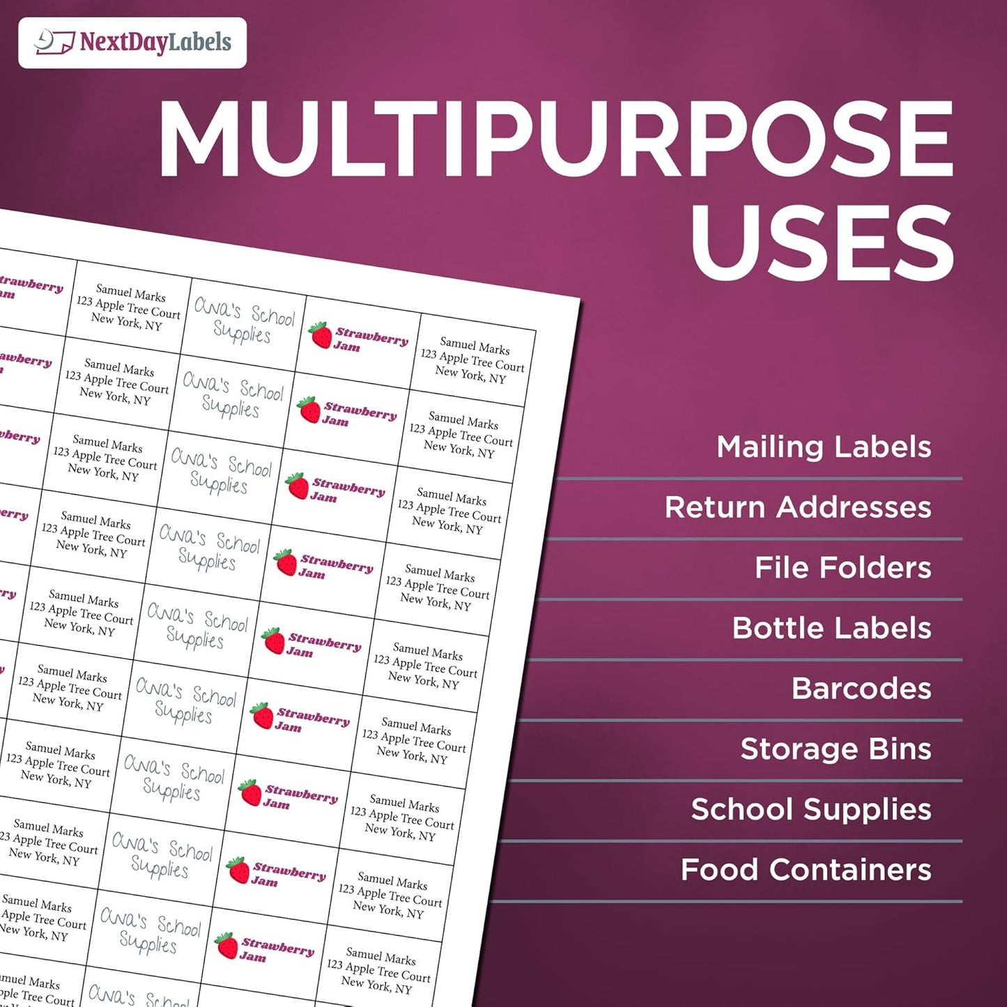 NextDayLabels – 1.5" x 1" Rectangular Sticker Labels for Printer - White Laser/Inkjet Printer Labels Return Address Labels Shipping Label Stickers (1000 Sheets, 50 Per Sheet, 50000 Labels)