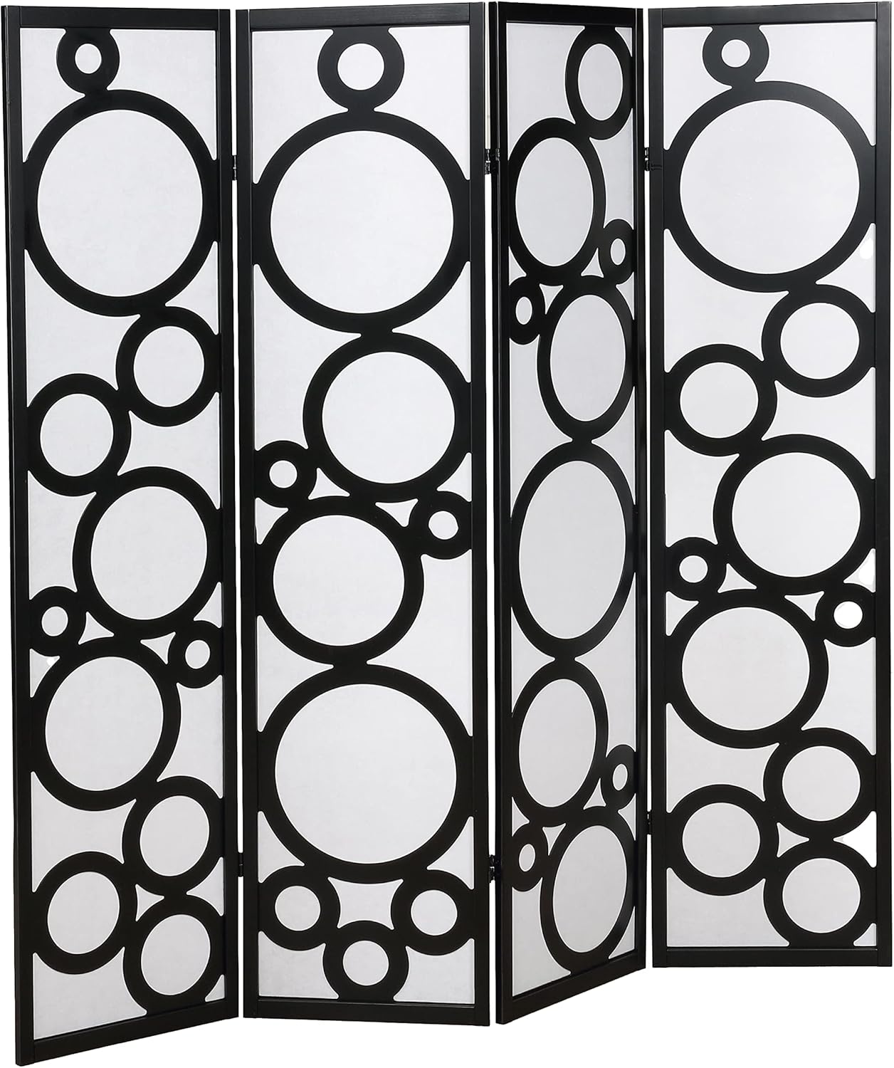 NicBex Room Divider 4 Panel Room Dividers with Circle Pattern Partition Room Dividers and Folding Privacy Screens Wall Divider for Home, Office, Room Separation,70" W x 1" D x 70" H, White+Black