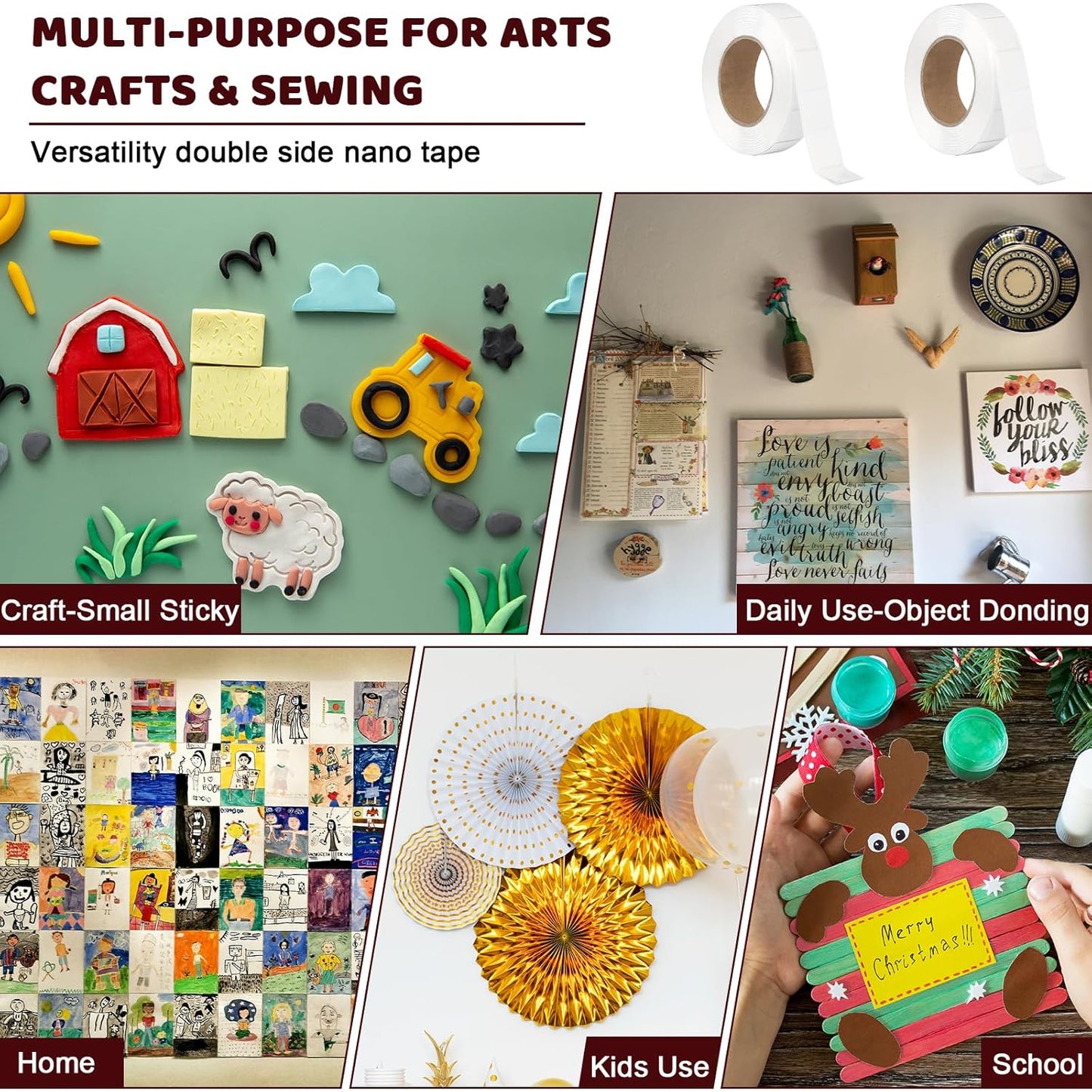 200 PCS Nano Tape Double Sided Squares 0.8" Nano Tape Precut Adhesive Glue Points Double Sided Mounting Putty Picture Hanging Adhesive Dots for Balloon Poster Walls Hanging Removable (Tape)