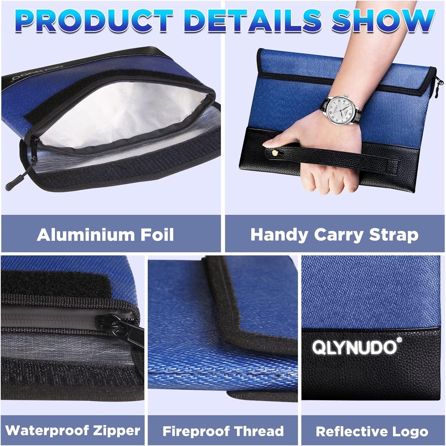 5200℉ Fireproof Money Bag for Cash, Fireproof Bag, Fireproof Pouch for Important Documents and Valuables, 11x7.7 Inch, Waterproof Zipper