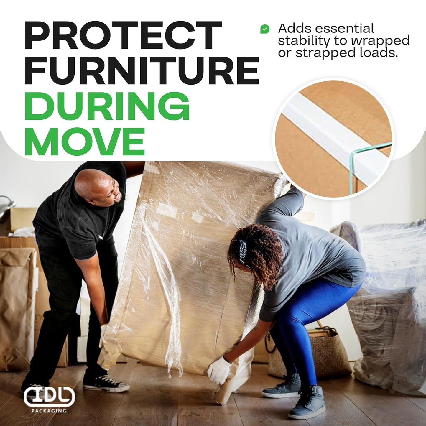 IDL Packaging 2” x 2” x 24” Cardboard Edge Protector (Pack of 200) - Corner Protectors for Shipping, Storage, & Moving – Reinforced Corner Guard Protection for Pallets, Wall Corners, & Furniture