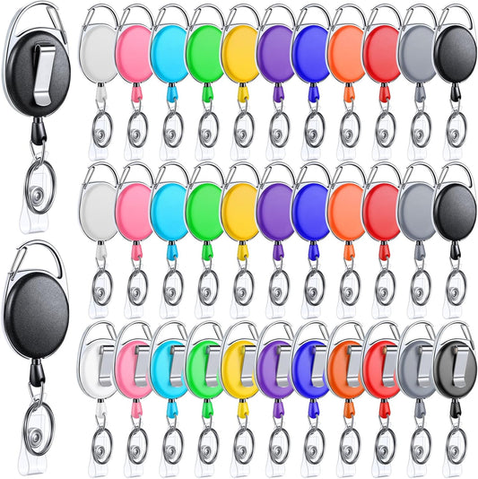 Honoson 50 Pcs Heavy Duty Retractable Badge Reels Batch ID Badge Holder Retractable Clip Bulk Key Holder with Ring for Office Worker Employee, Doctor Nurse Gifts (Multi Bright Color)