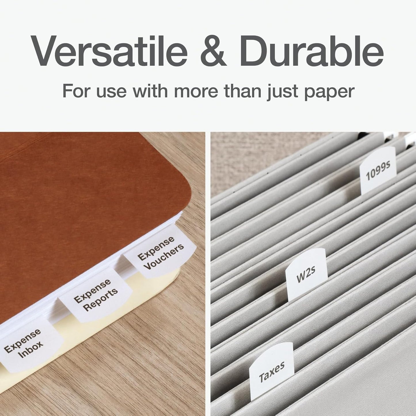 Redi-Tag Laser Index Tabs, Divider Tabs, Permanent Adhesive Index Labels, Customizable Divider Labels, Divider Labels for School, Home and Office, 1-1/8" x 1-1/4", White, 375 Tabs, (B39017)