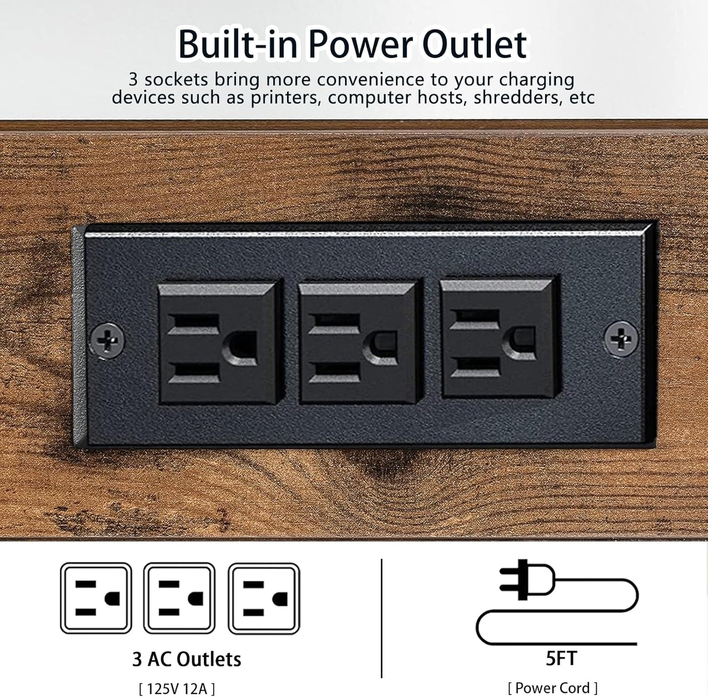 Natwind Large 3-Tier Rolling Printer Cart with Adjustable Shelf, 24”x20” Mobile Stand for Heat Press, 3D Printer, Home Office Multifunctional Shelves with Locking Wheels (Retro)