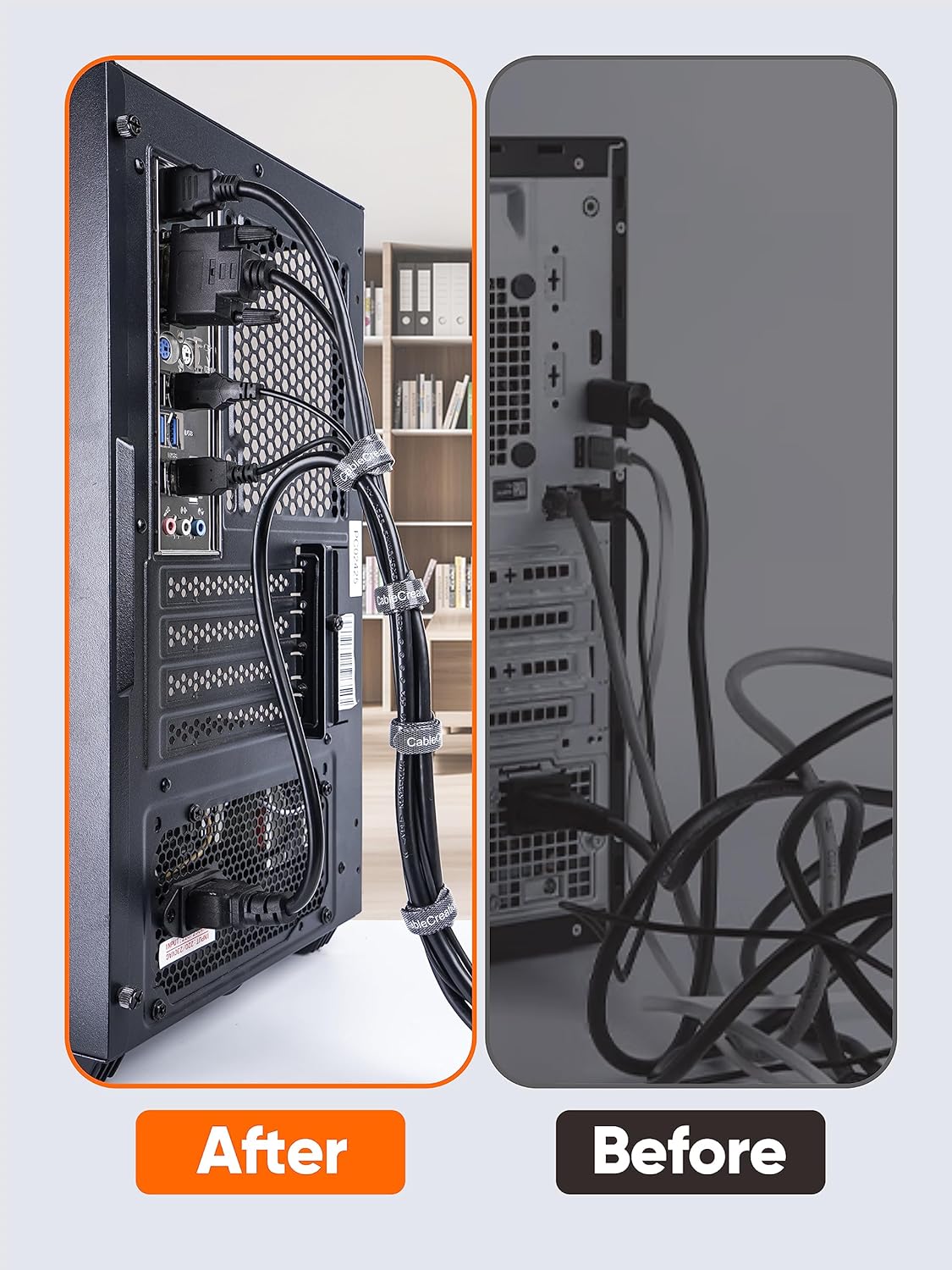 CableCreation 100PCS Fastening Cable Ties Reusable, Premium 6-Inch Adjustable Cord Ties, Nylon Cable Management Straps Hook Loop Cord Organizer Wire Ties Reusable Black