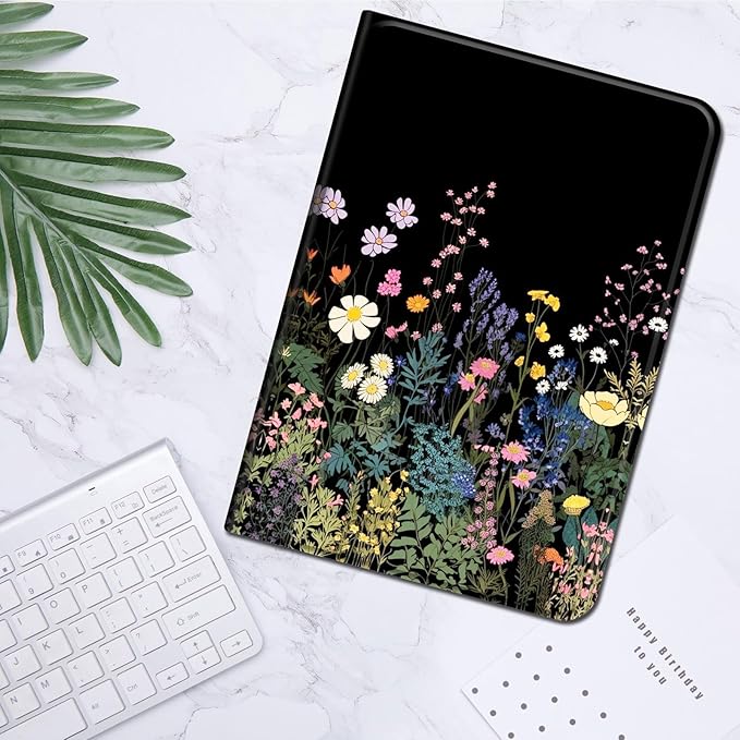 for All-New Kindle Fire 7 Tablet Case (12th Gen, 2022 Release),Slim Lightweight Smart Shell Stand Cover with Auto Wake/Sleep for Amazon Fire 7 Kids Tablet,Midnight Flowers