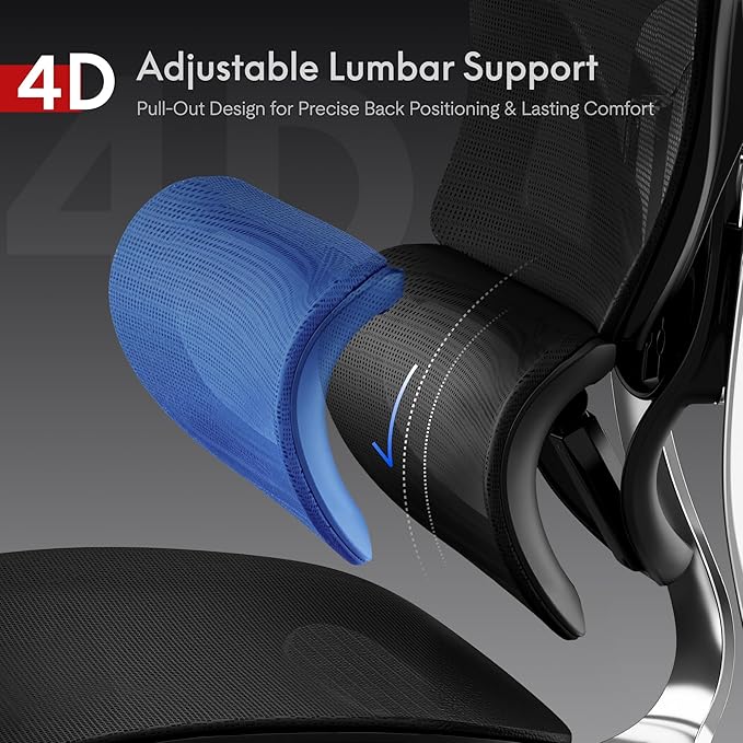 FLEXISPOT ErgoX Max Ergonomic Office Chair Black - Aluminum Alloy Frame & Base, 661 lb Capacity, 5D Armrests, 4D Adaptive Lumbar & 4D Headrest