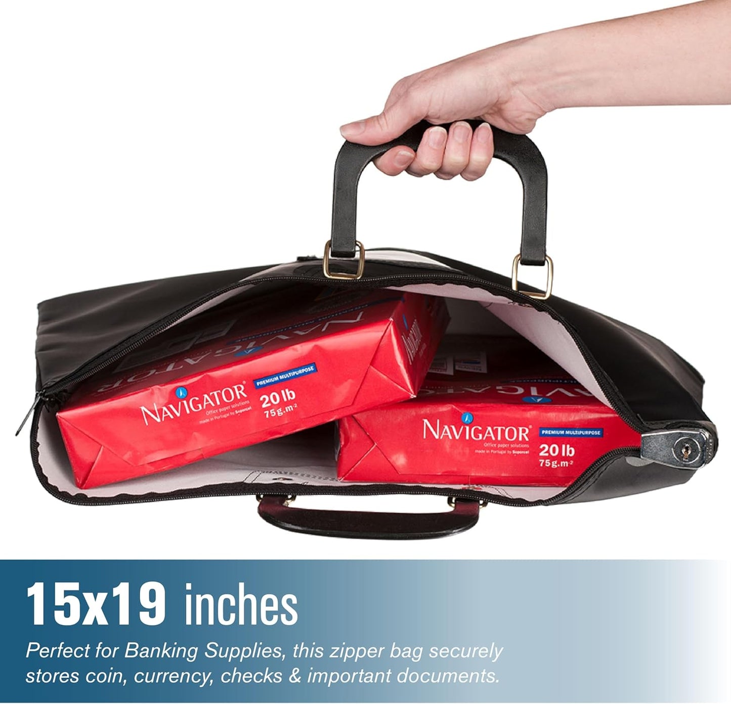 BankSupplies HIPAA Locking Courier Bags with Handles & Card Holder Keyed Differently - Forest Green - 19W x 15H - Durable Laminated Nylon Fabric - Metal Pop