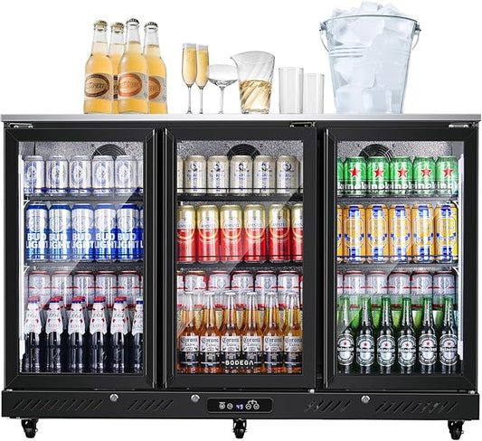 BODEGACOOLER Back Bar Cooler With 3 Glass Doors,Counter Height Beverage Refrigerator,12 Cu.Ft Commercial Display Bar Fridge with LED Lighting,21 inch Beverage Cooler for Beer,Soda Drinks,Wine