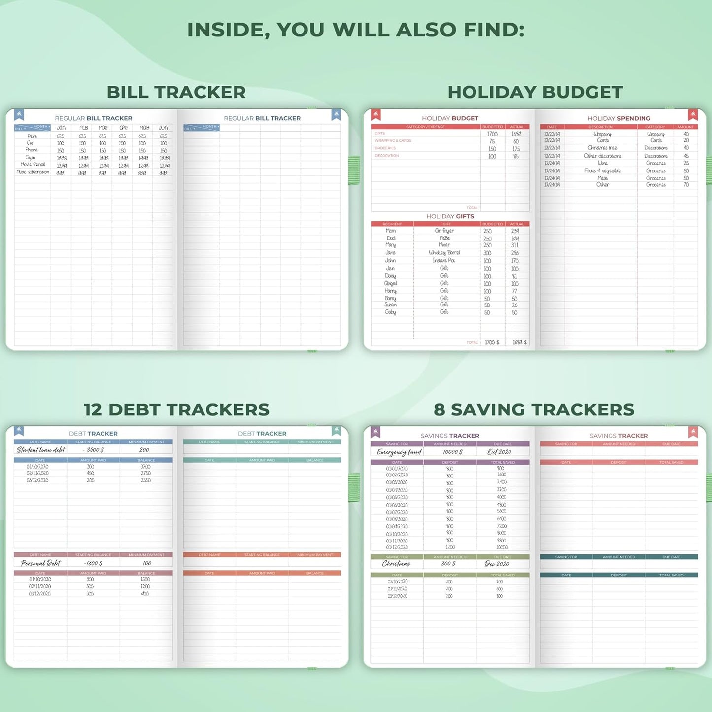 Clever Fox Bi Weekly Budget Planner – Undated Financial Organizer Book – Expense Tracker, Budgeting & Bill Notebook, A5 (Mint Green)