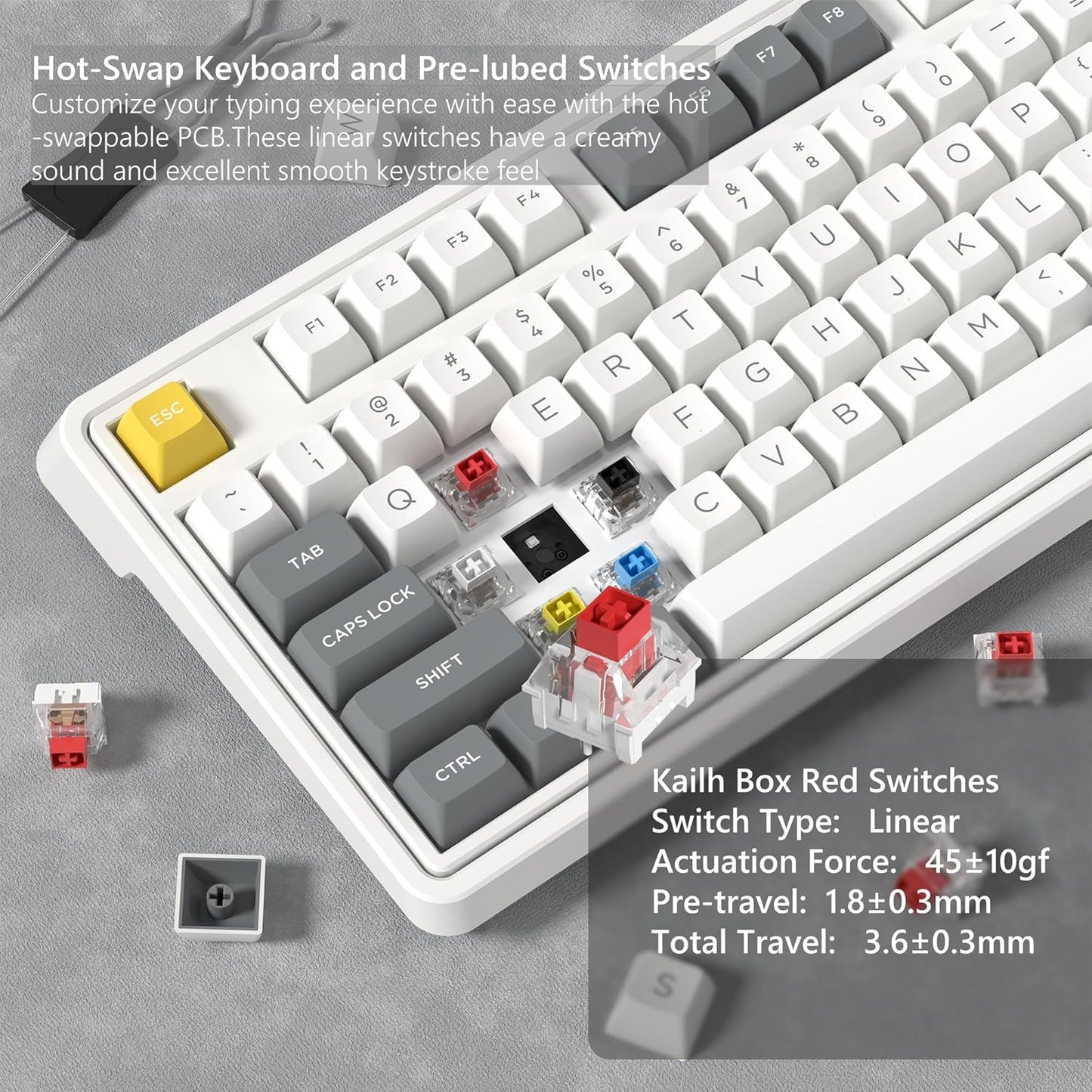 CMK98 Wireless Mechanical Keyboard with Number Pad,Tri-Mode Hot Swappable 99 Key Custom Gaming Keyboard, Linear Switches Gasket Creamy Keyboard RGB for Win/MAC (Grey)