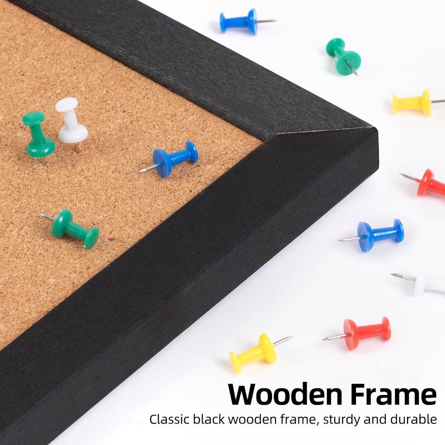 Board2by Extra Large Cork Bulletin Board 48" X 48", Black Wood Framed 4'x4' Corkboard for Wall, Wall Mounted Notice Pin Board with 18 Push Pins for School, Home & Office