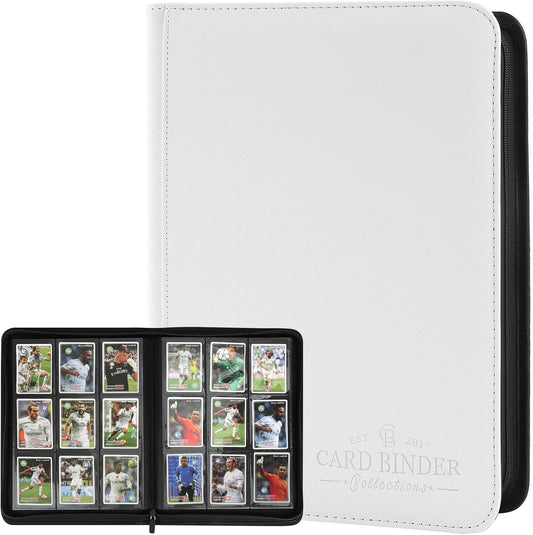 9 Pockets Card Binder,Premium Zip Trading Card Binder,540 Double Sided Pocket PU Collection Binder, Collector Album, Card Folder for MTG, TCG, Business Cards.(White)