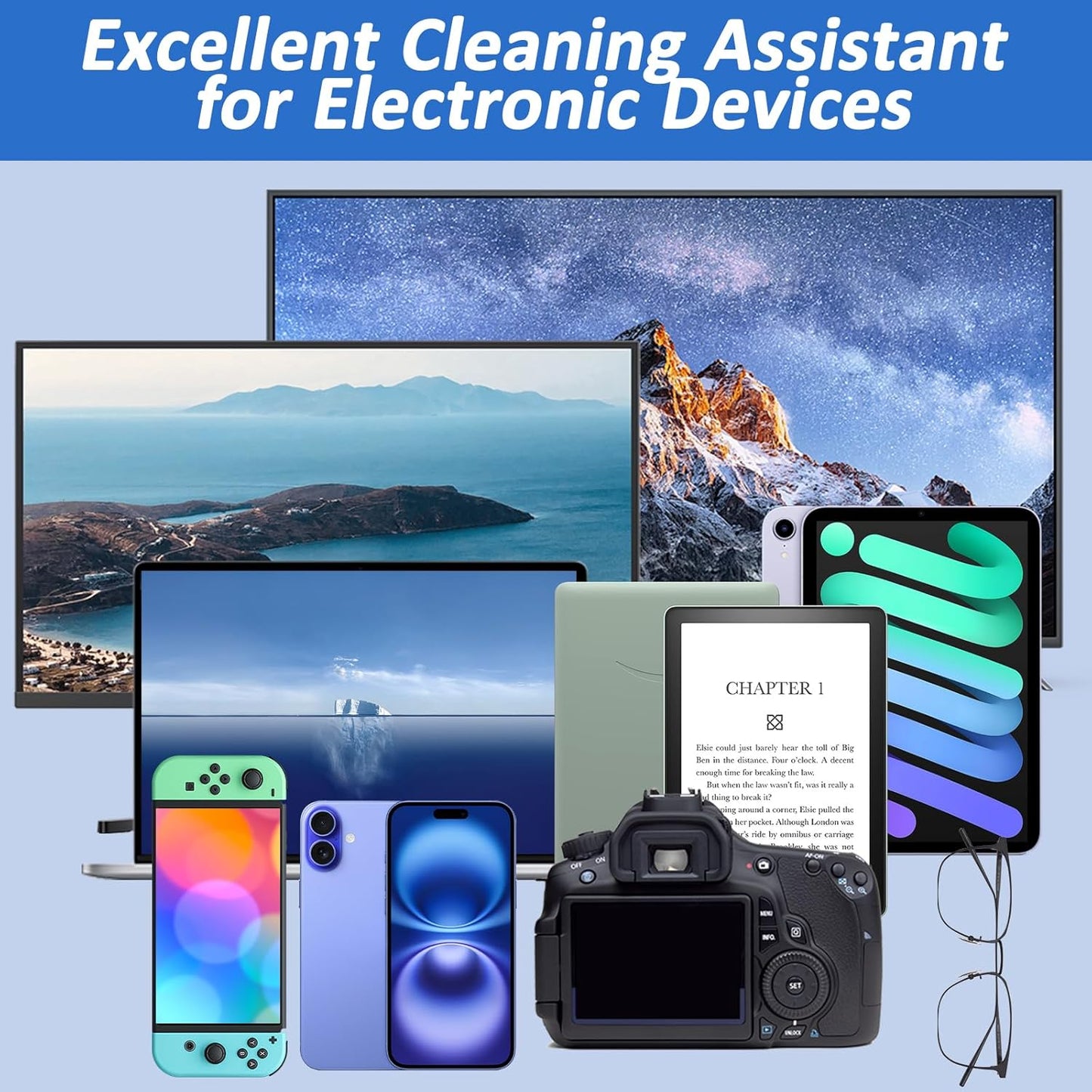 Screen Cleaner Spray and Wipe, Streak-Free Computer Screen Cleaner, Portable Laptop Cleaning Kit for Phone Car Touchscreen Monitor PC MacBook iPad TV Electronic, Refillable 2oz Spray Microfiber Cloth