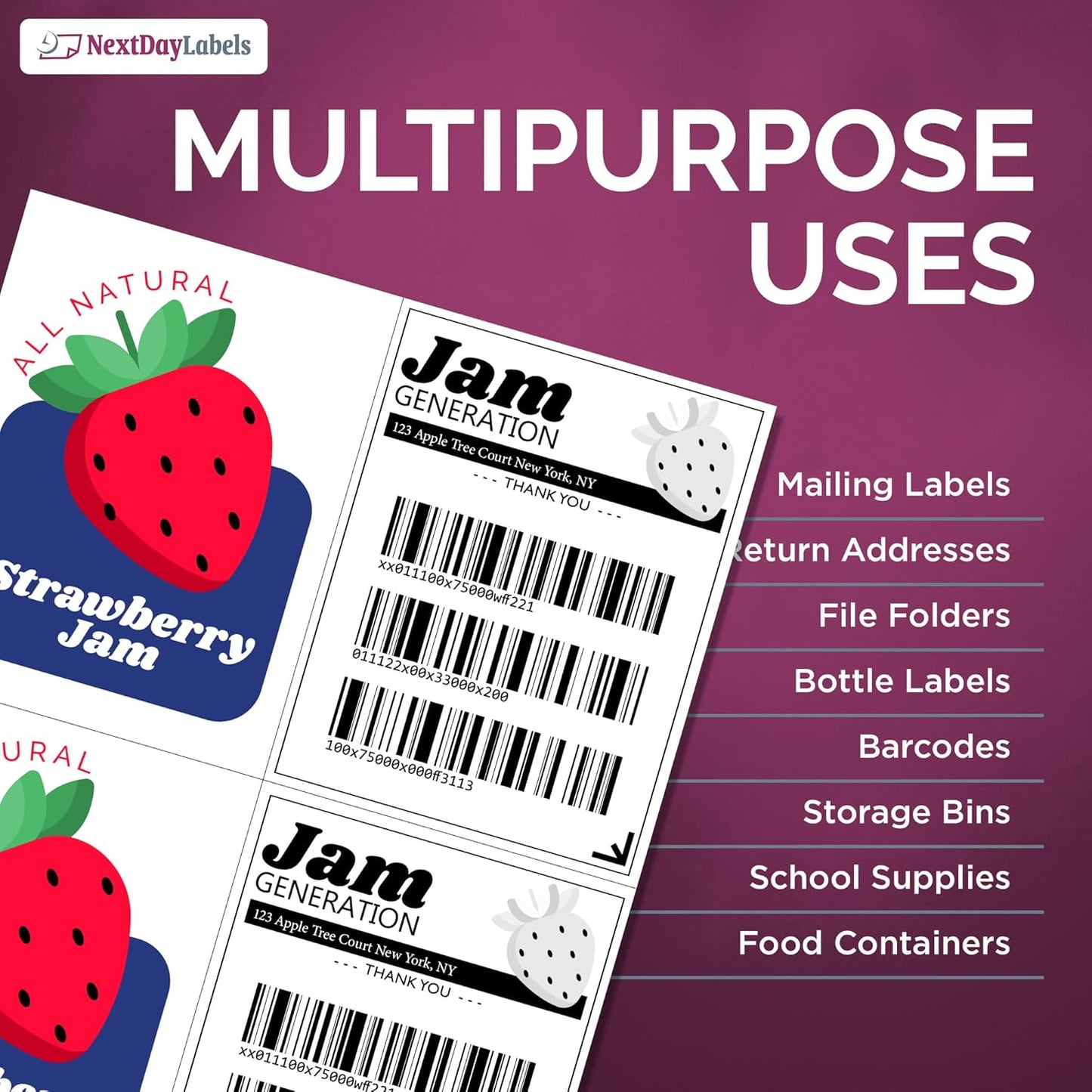 NextDayLabels – 4-1/4" x 5-1/2" Rectangular Sticker Labels for Printer - White Laser/Inkjet Printer Labels Return Address Labels Shipping Label Stickers (1000 Sheets, 4 Per Sheet, 4000 Labels)