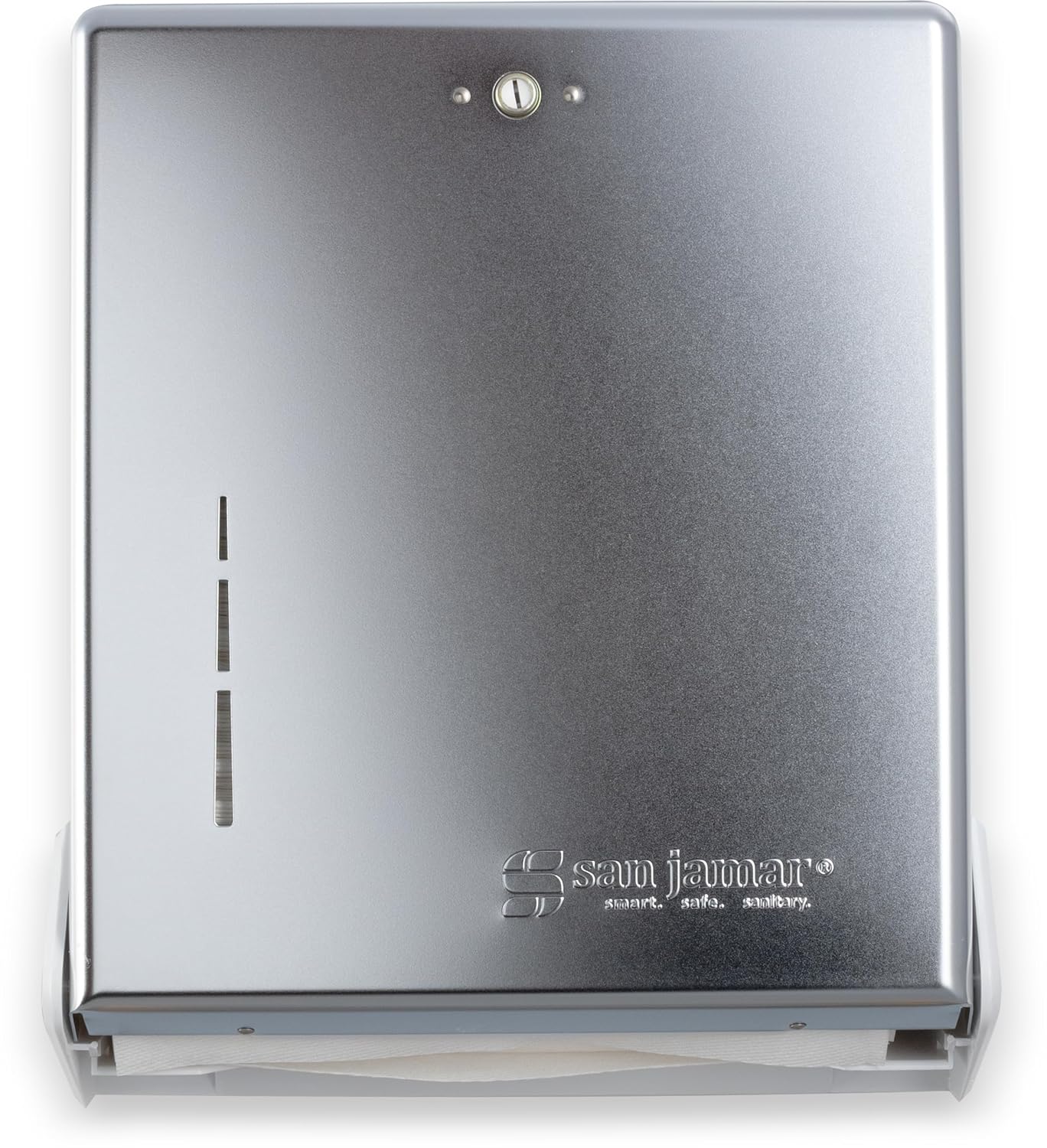 San Jamar True Fold Paper Towel Dispenser Holds Multifold/C-Fold Towels for Bathroom, Kitchens, and Restaurants, Metal and Plastic, 14.5 x 11.375 x 5 Inches, Chrome