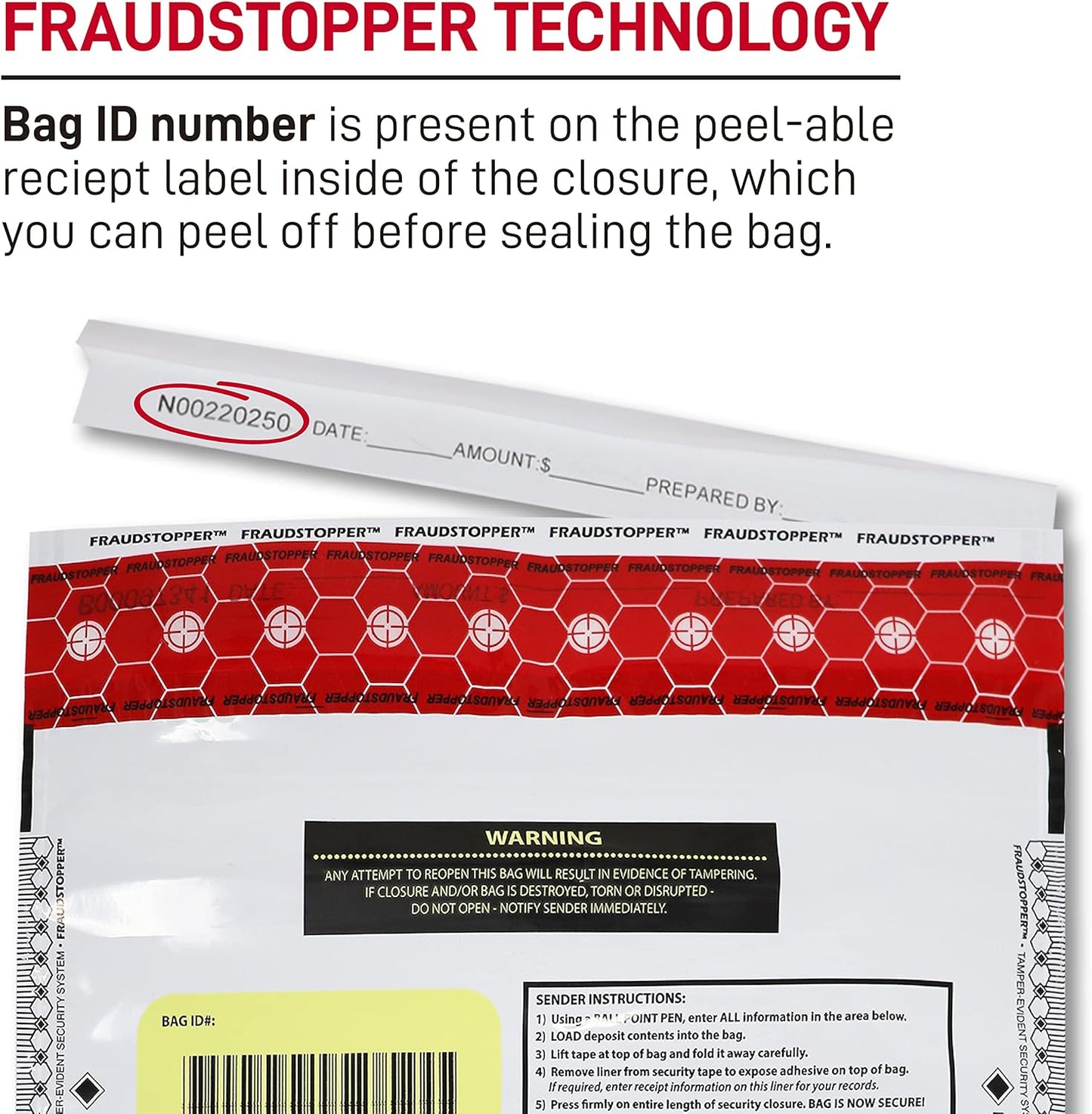 Nadex Tamper Evident Cash and Coin Bank Deposit Bags for Fraud Prevention, 9 x 12, Opaque, 50 Pack