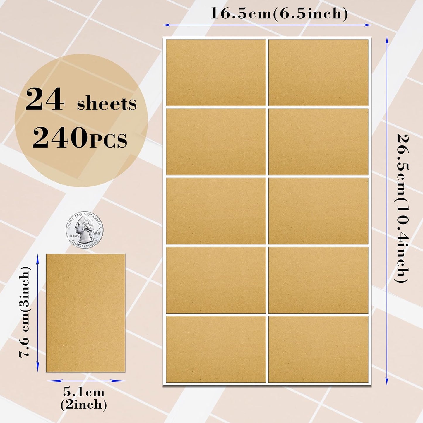 YSHIHE 3 x 2 Inch Kraft Label Stickers,240 Pack Rectangle Inventory Color Coding Stickers Permanent Adhesive Labels for Moving Boxes and Organizer Identification