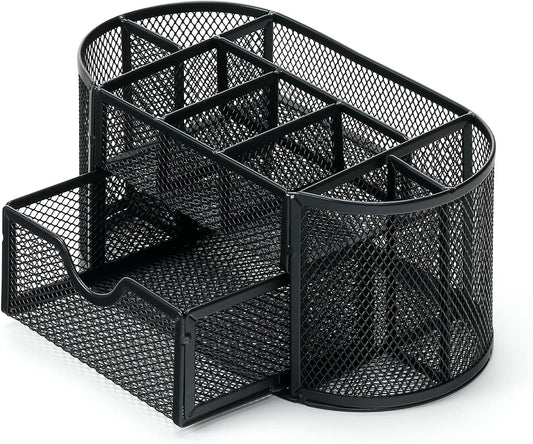 PAKASEPT Desk Organizers, Mesh Desk Organizer Caddy Supplies with Compartments, Makeup Marker Desktop Storage for Office School Home Supplies Teacher Students