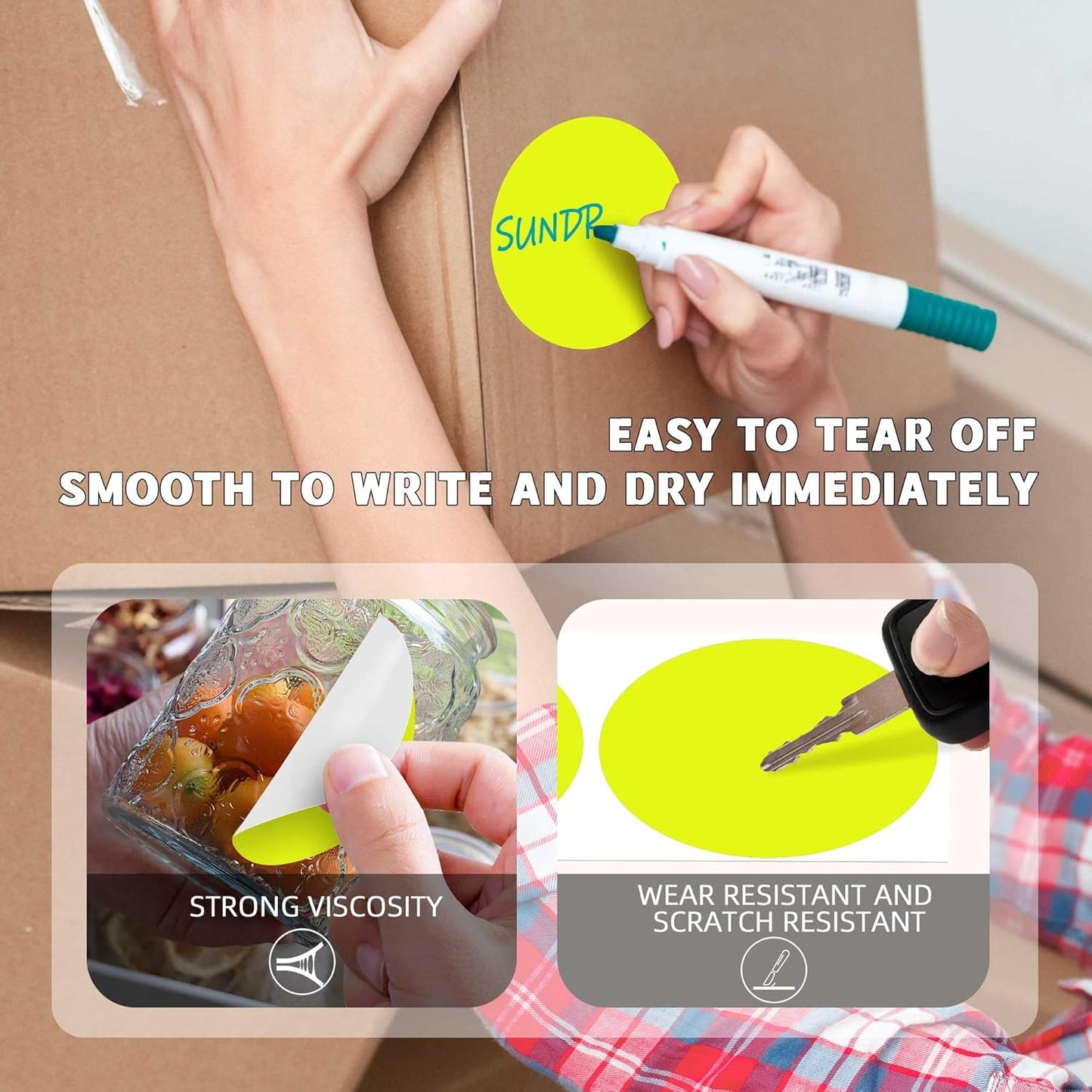 PARLAIM 3”Color Coding Labels Stickers,4Rolls/2000per Dispenser Box Round Adhesive Circle Dot Stickers for Inventory Office Home(Fluorescent Yellow)