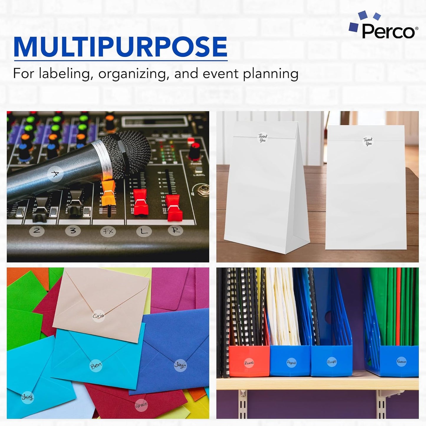 Perco Clear 1-Inch Round Circle Dot Sticker Labels with Easy Peel Perforation - 1,000 Labels per Roll - Strong Adhesion, Vibrant Colors for Organizing, Crafting & More - Made in USA