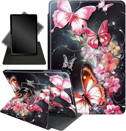 for Kindle Fire 7 case 2019 2017 Release 9th 7th Generation,360 Degree Rotating Stand Smart Protective Cover Case for Amazon fire 7 Tablet 9th/7th Generation,Butterfly Flower