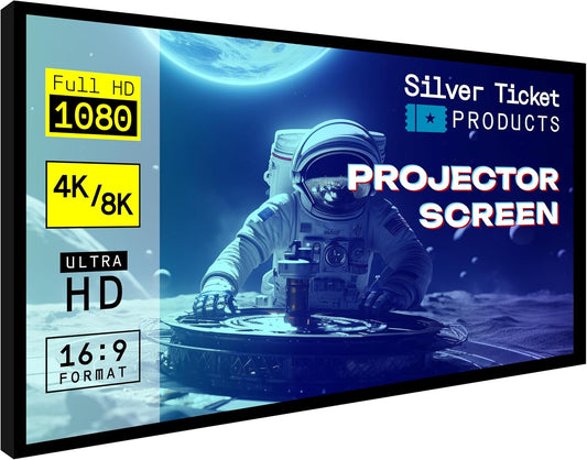 Silver Ticket Products STR Series 6 Piece Home Theater Fixed Frame 4K / 8K Ultra HD, HDTV, HDR & Active 3D Movie Projection Screen, 2.35:1 Format, 115" Diagonal, Grey Material STR-235115-G
