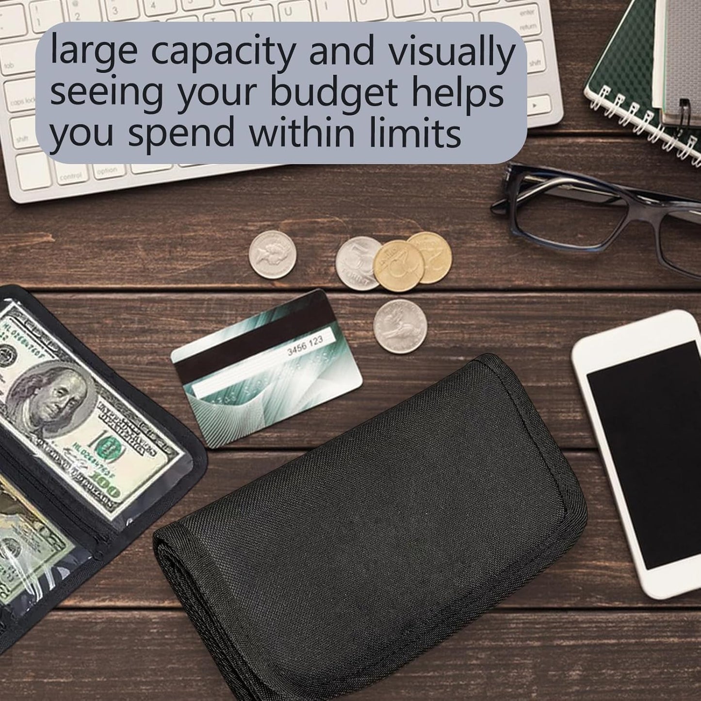 Money Organizer,Money Organize for Cash with 6 Zippered Pocket Multipack Pouch,Small Travel Casher Holder,Cash Holder for Bills,Coins,Foreign Currencies