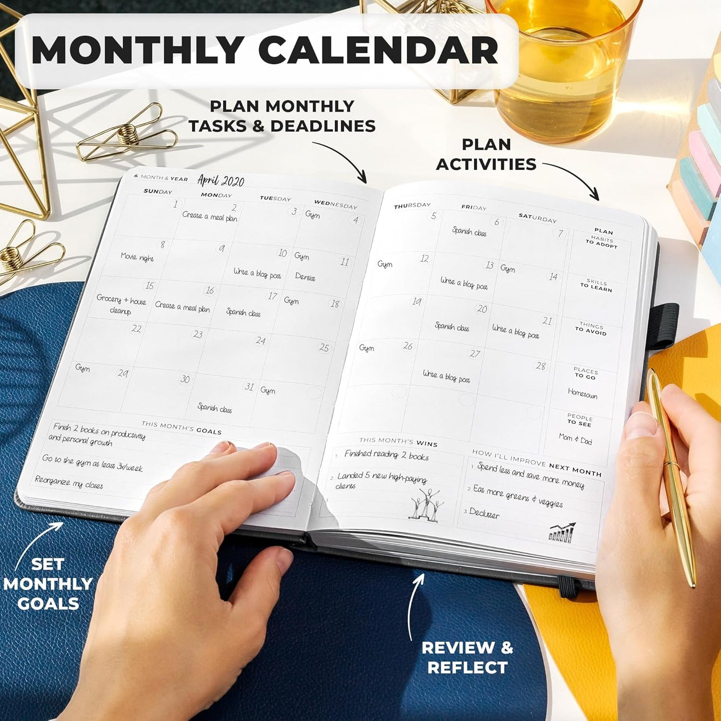 Clever Fox Planner Premium Edition – Undated Luxurious Weekly & Monthly Planner to Increase Productivity and Hit Your Goals – Organizer – Start Anytime, A5, Lasts 1 Year, Silver Black (Weekly)