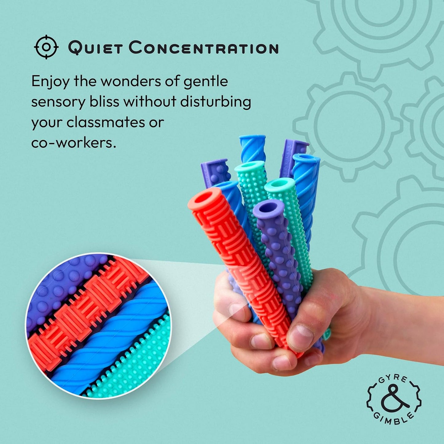 Gyre & Gimble Pencil Gidgets – Textured Silicone Pencil Sleeve for Quiet Fidgeting – Transform Your Mechanical Pencil into a Sensory ADHD Tool for Kids and Adults – 4 Sleeves & 2 Pencils