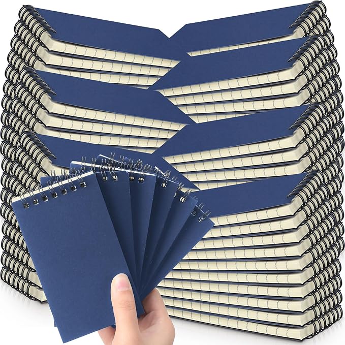 Tenceur 100 Pcs Pocket Notebook Bulk Small 3x5 Inch Spiral Notepads Mini Top Bound Notebook with Lined 120 Pages Ruled Memo Pads for Office College Nurse Essentials Back to School Gift (Blue)