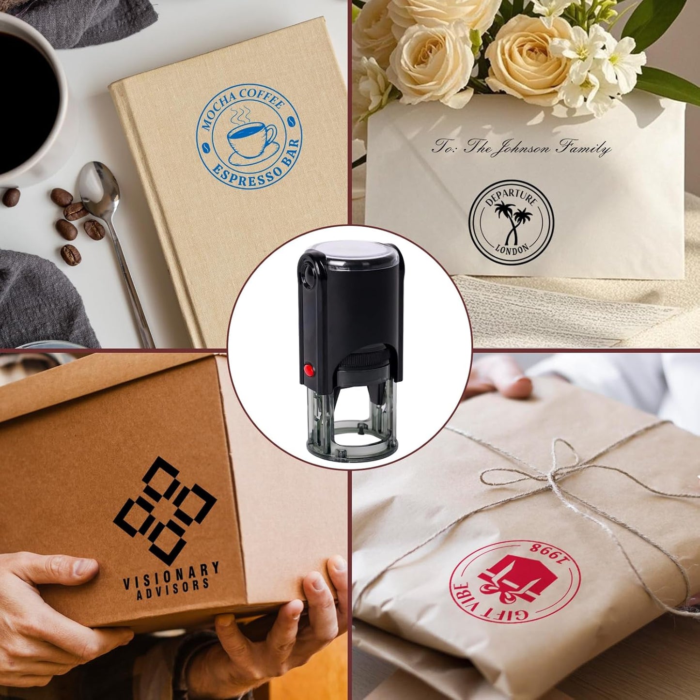Custom Logo Stamps Self Inking - Personalized Business Logo Text Stamp - Personalized Image Self-Inking Stamper for Office - 4 Sizes - 5 Ink Color Options (Logo)
