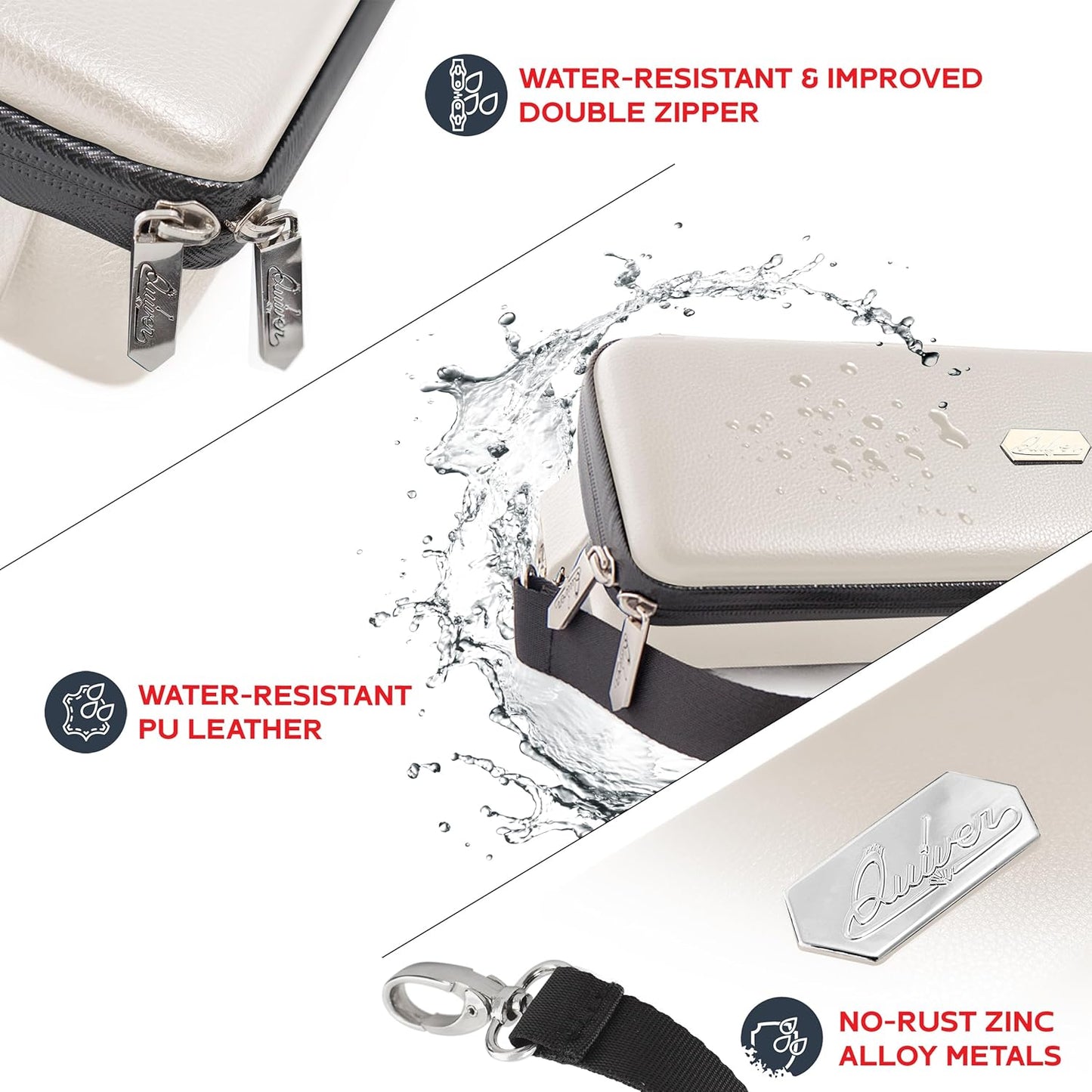 Quiver Time Ivory Bolt Card Carrying Case fits Pokemon Cards and other TCG Games - Storage Bag for Playing/Trading Cards and Deck Box (Straps, Dividers & 100 Apollo Card Sleeves)