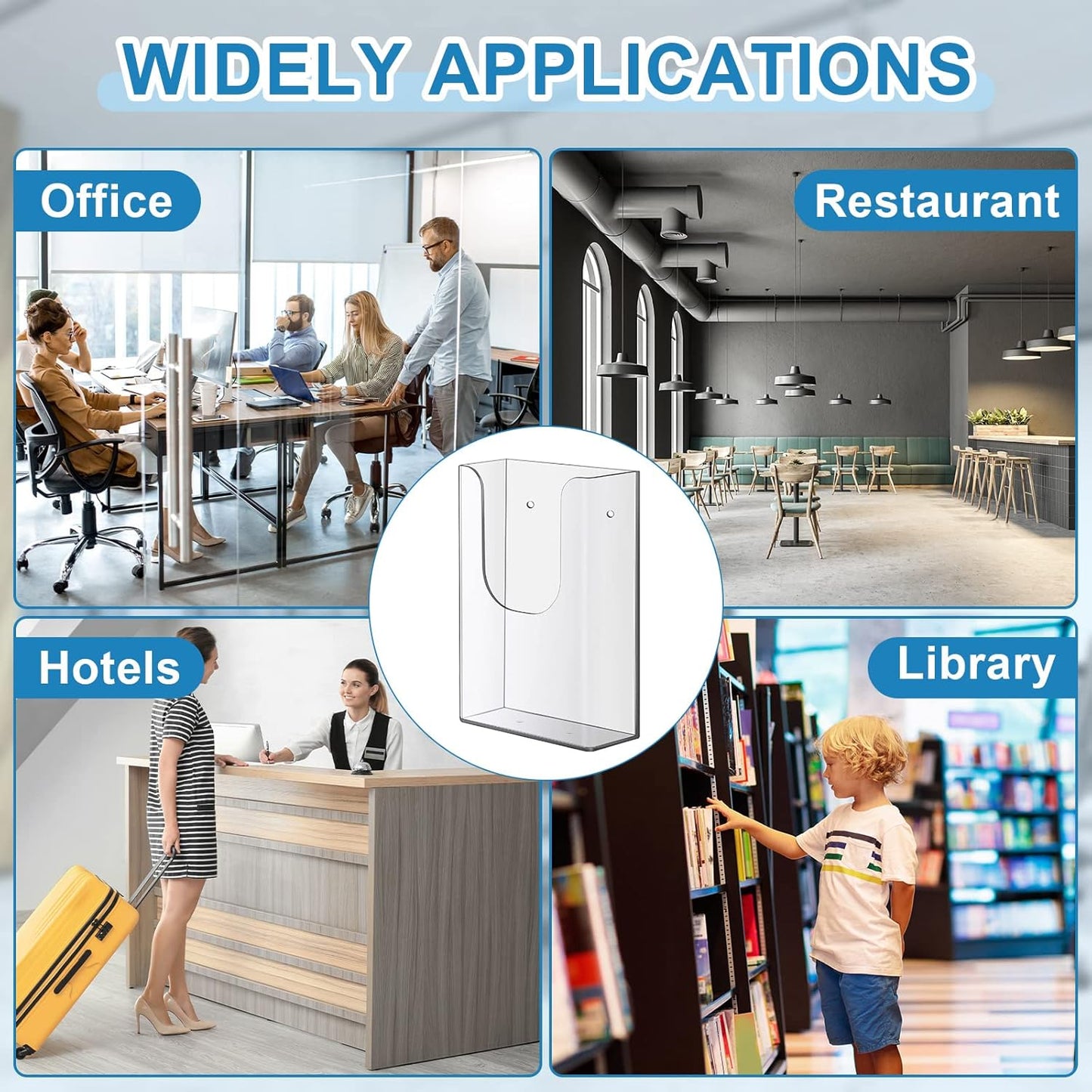 Blulu 20 Pcs Acrylic Brochure Holder Wall Mount, 4 x 6 Inches Clear Flyer Holder Rack, Plastic Pamphlet Stand with Nails for Magazine, Booklet, Card, Bookmark Display, Home Office and Church Supplies