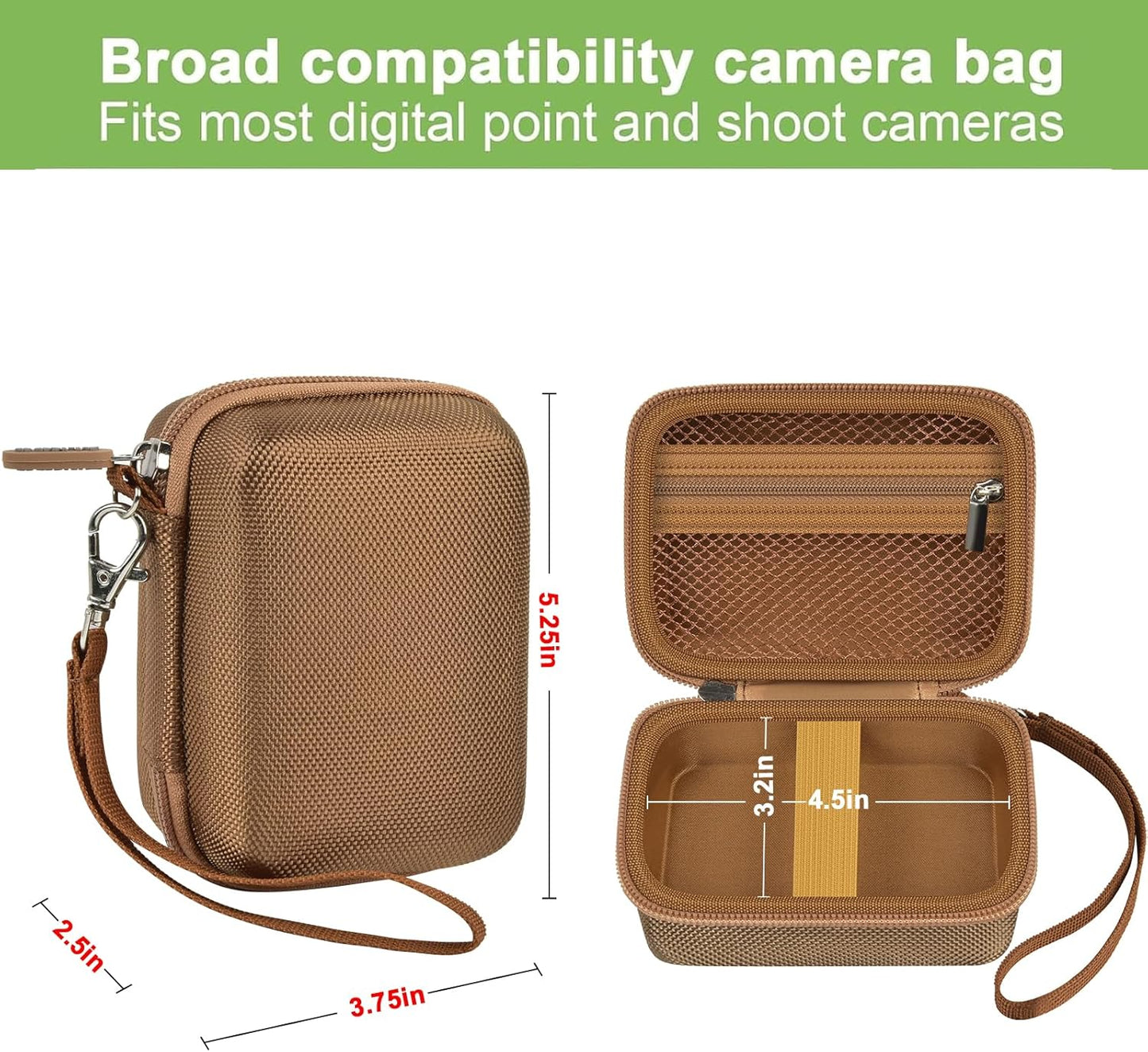 Case Compatible with VAHOIALD FHD 1080P Digital Camera/for CAMKORY Digital Point and Shoot/for Kodak PIXPRO FZ45-BK 16MP Vlogging/for IWEUKJLO/for Nsoela, Holder for SD Card More (Dark Brown)