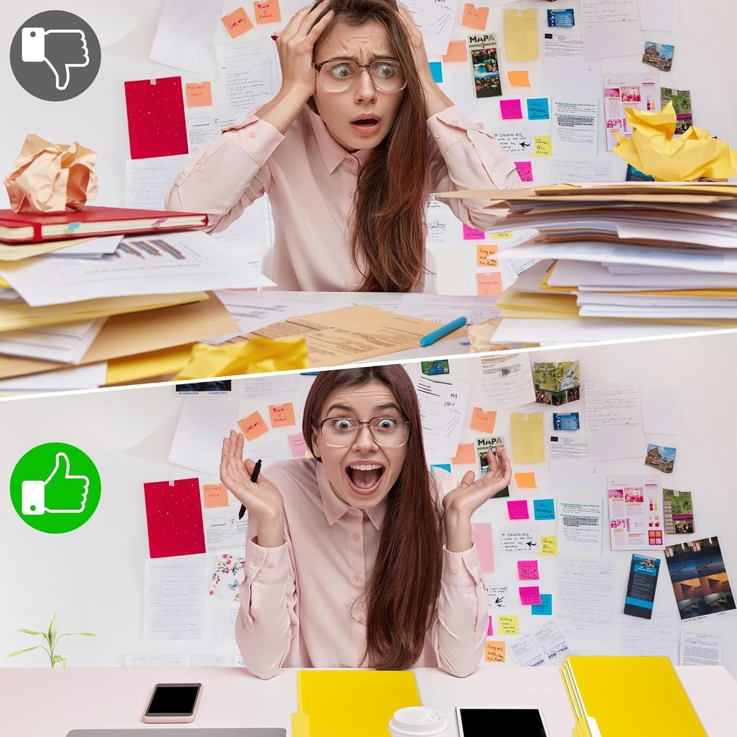 Two Tone Color File Folder 8.5 x 11 Inch,36 Packs Yellow File Folders,1/3 Cut Tab File Folder Letter Size, Assorted Colors,Manila File Folders for Office,School and Home,Organization