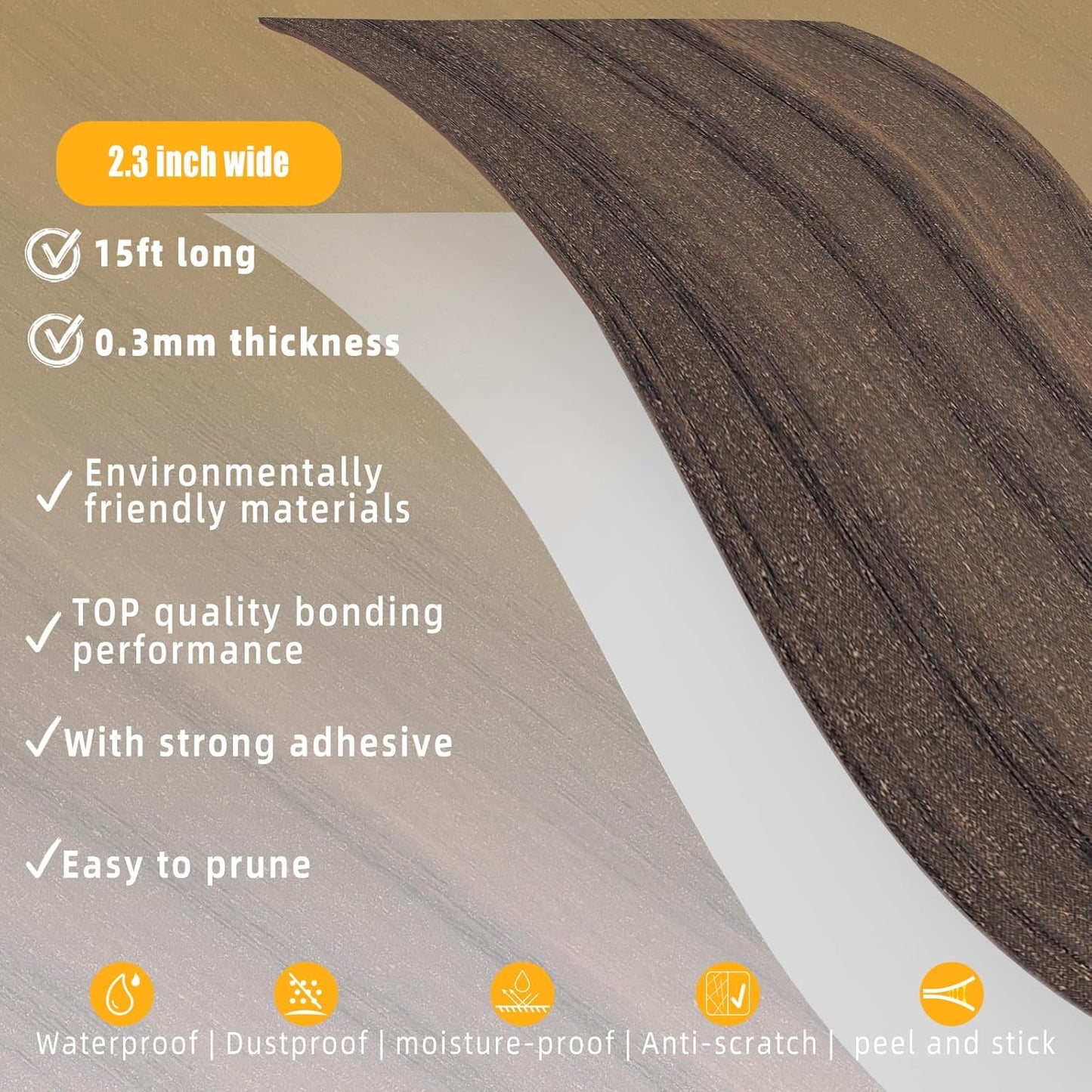 GSCIT Club Wood Grain Repair Tape, 2.3 inch X 15ft Self Adhesive Walnut Grain Repair Patch for Tables, Chairs, Baseboards, Doors, Windows, Floors, Handicraft DIY.