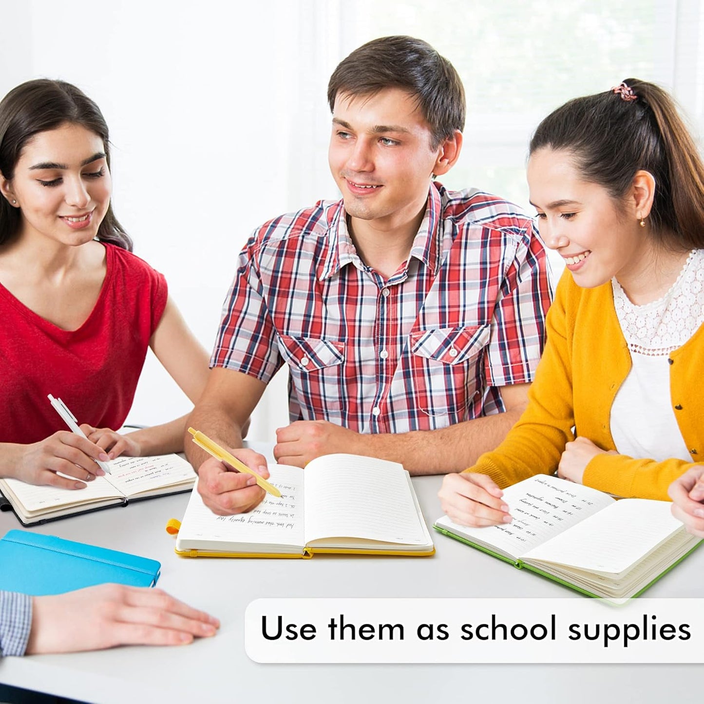 feela Journal Notebook Bulk for School, Hardcover Business Classic Ruled Lined Journals with Pen Holder for Work Office Journaling, with 5 Black Pens, 120 GSM, 5.1”x8.3”, 5 Pack, A5, Solid Colors