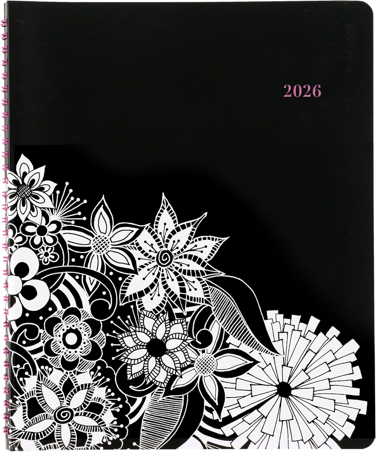 Cambridge 2026 Appointment Book Planner, Weekly & Monthly, 8-1/2" x 11", Large, Hourly, FloraDoodle, White and Black (589-905-26)