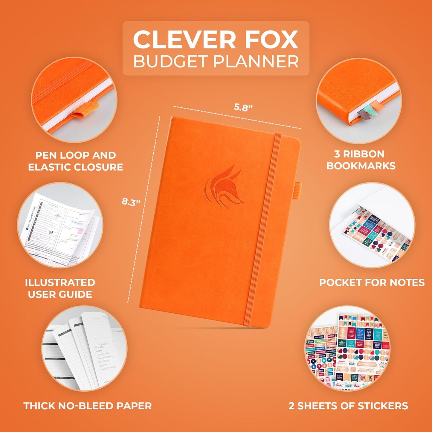 Clever Fox Budget Planner - Expense Tracker Notebook. Monthly Budgeting Organizer, Finance Logbook & Accounts Book, Bill Tracker, A5 (Orange)