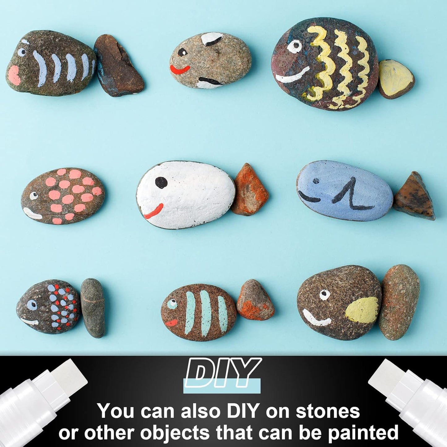 Epakh 4 Pack White Paint Pens Empty Acrylic Permanent Clear White Marker Pen Fine Point Empty Refillable Markers for Rock Painting Wood Ceramic Metallic Graffiti Paper Drawing(15 mm)