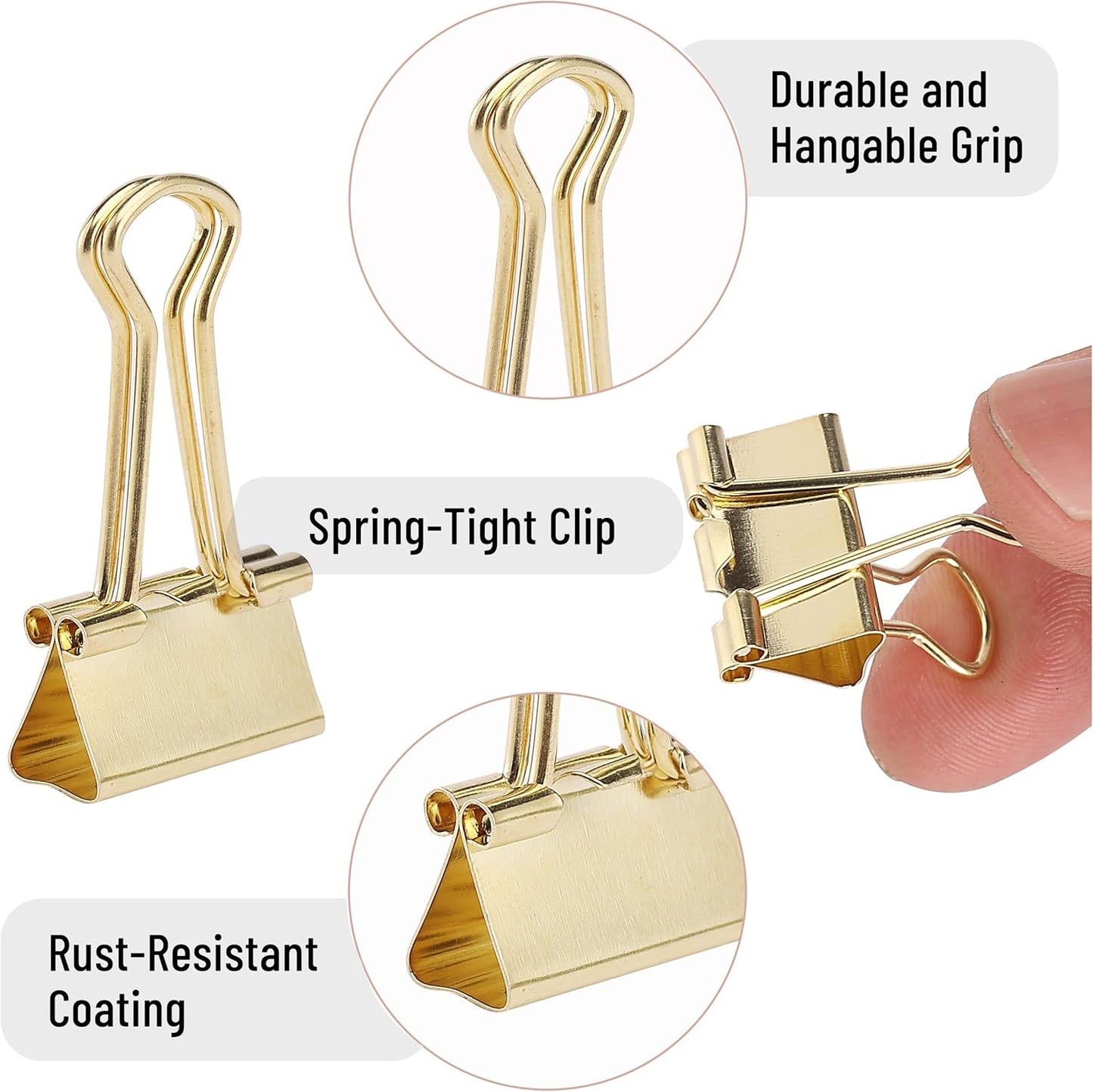 Mr. Pen- Gold Mini Binder Clips - 50 Pack, 0.75 in, Small Size, Paper Clips for Office