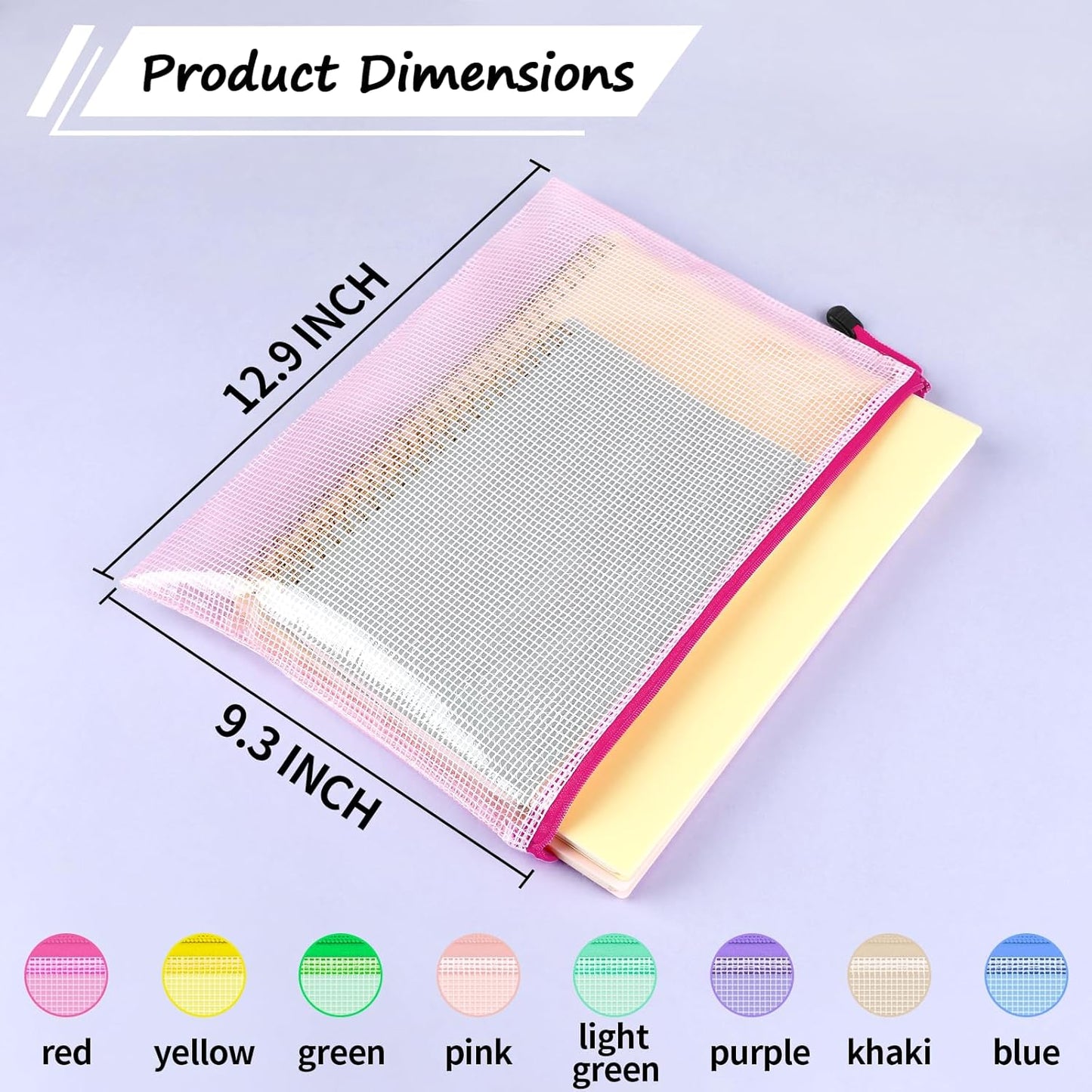 Smarpau 32PCS Mesh Zipper Pouch Bags, A4 Size 13.3" x 9.4" Zipper Pouches for Organizing, Large Waterproof Mesh Bags for Board Game Storage, Letter Size File Bags for Travel Home Office Supplie