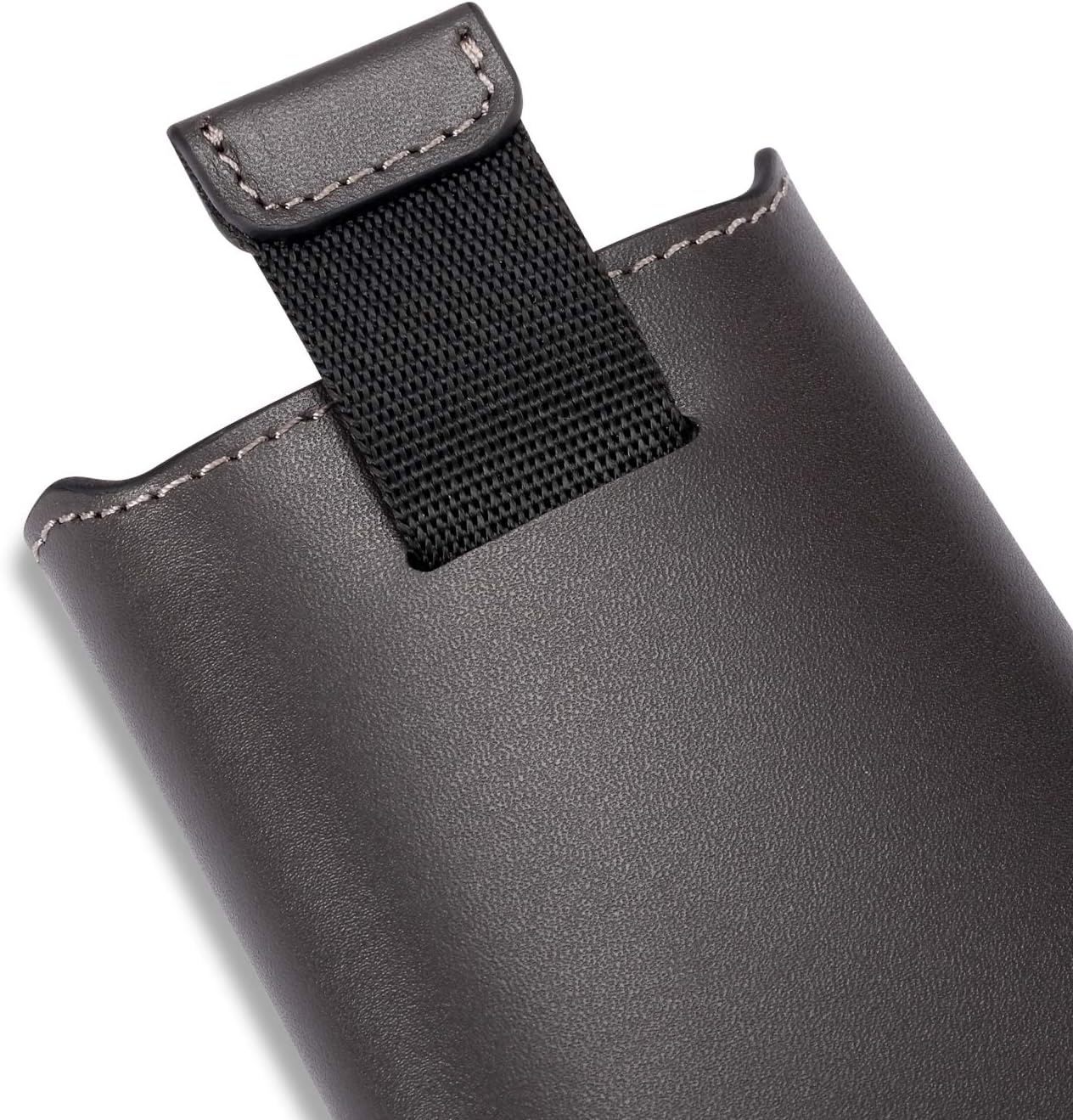 HISCOW Business Card Holder with Flap for Dispensing Cards - Italian Calfskin (Gray)