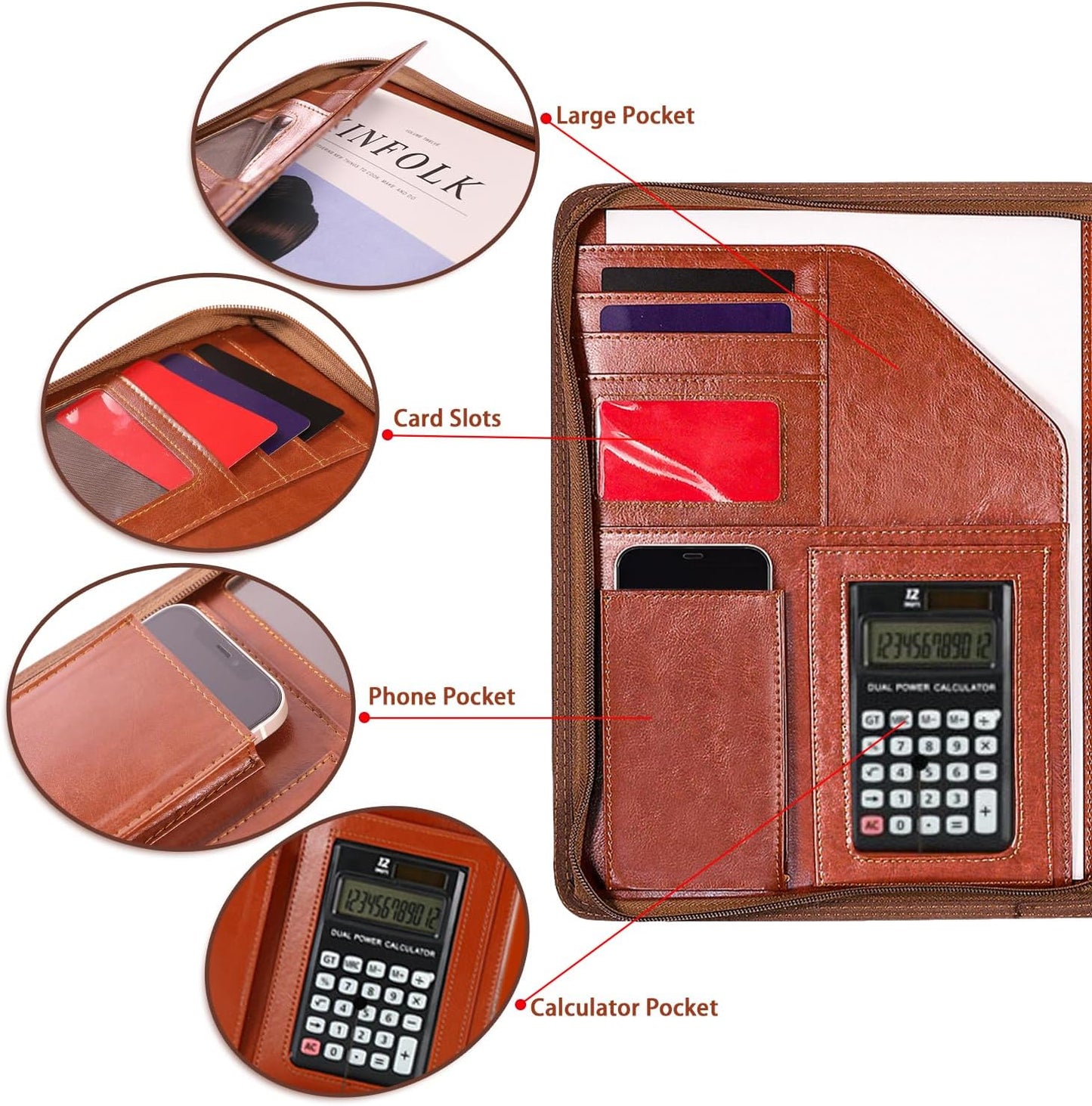 Customized Employees Organizer Padfolio Planner, Personalized Leather Portfolio for Staffs Colleagues, Custom Employee Gift, Brown Leather Padfolio for Colleague, Portfolio Planner for Men
