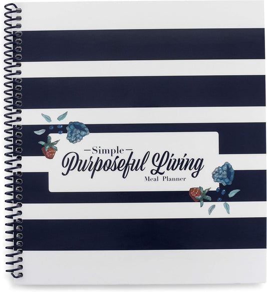 Large Spiral-Bound Weekly Meal Prep Planner Notebook – Full-Year Organizer with Laminated Covers, Tear-Off Grocery List Notepad, Undated Weekly Planner & Food Journal - Menu Calendar, & Budget Tool
