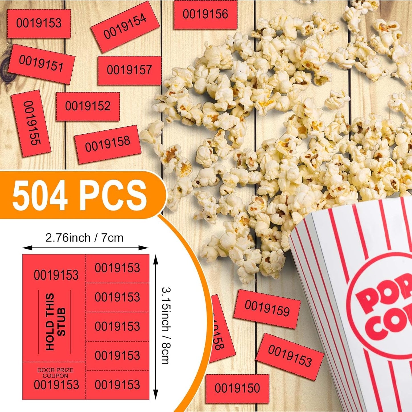 Kosiz 504 Sheets 5 Bid Raffle Ticket with Different Numbers Per Sheet Chinese Auction Tickets for Events Church Basket Auction Silent (Red)