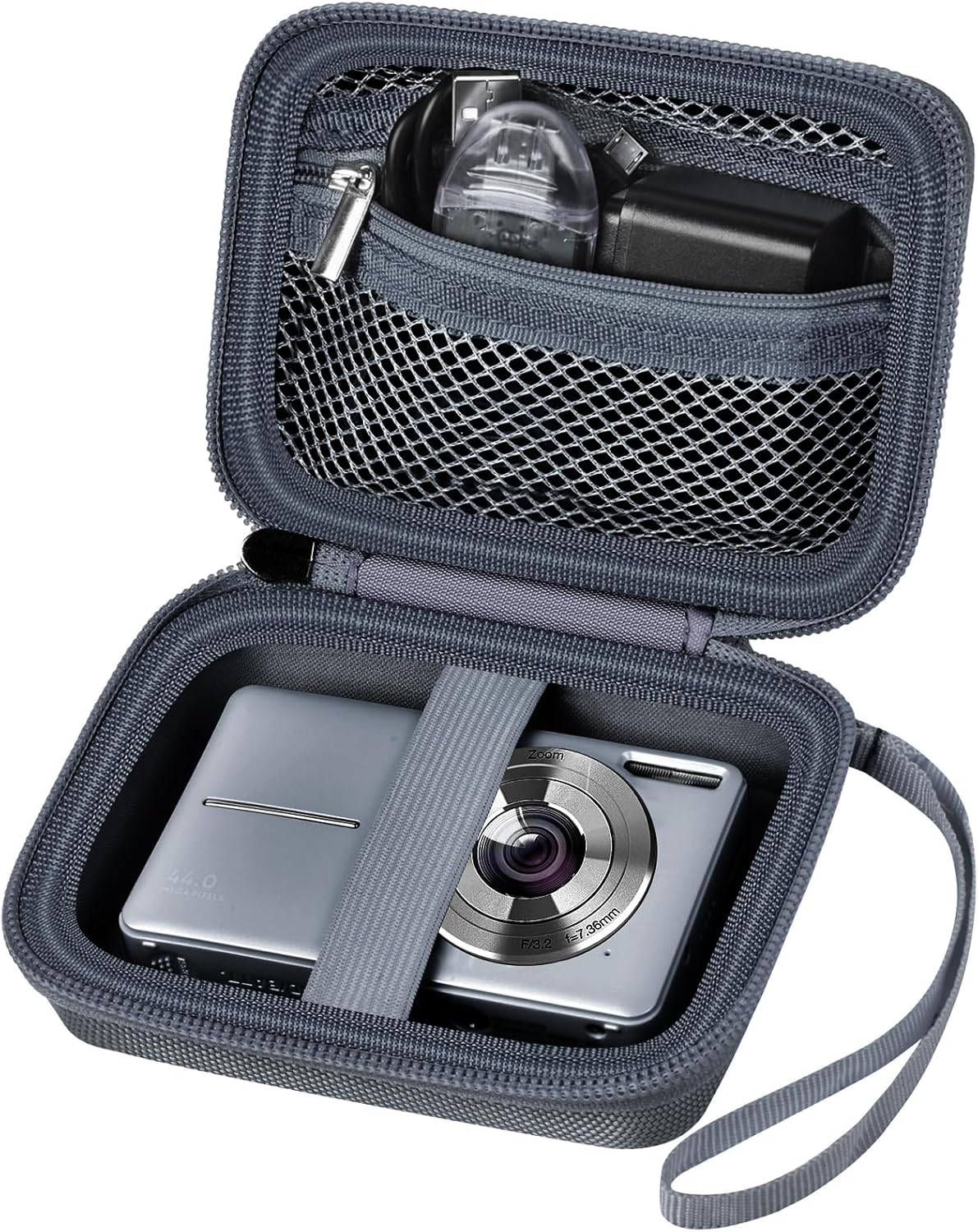 Digital Camera Case Compatible with VAHOIALD FHD 1080P/ for CAMKORY Digital Point and Shoot/for KODAK PIXPRO FZ45-BK 16MP Vlogging/for IWEUKJLO/for Nsoela, Holder for SD Card More- Grey (Box Only)