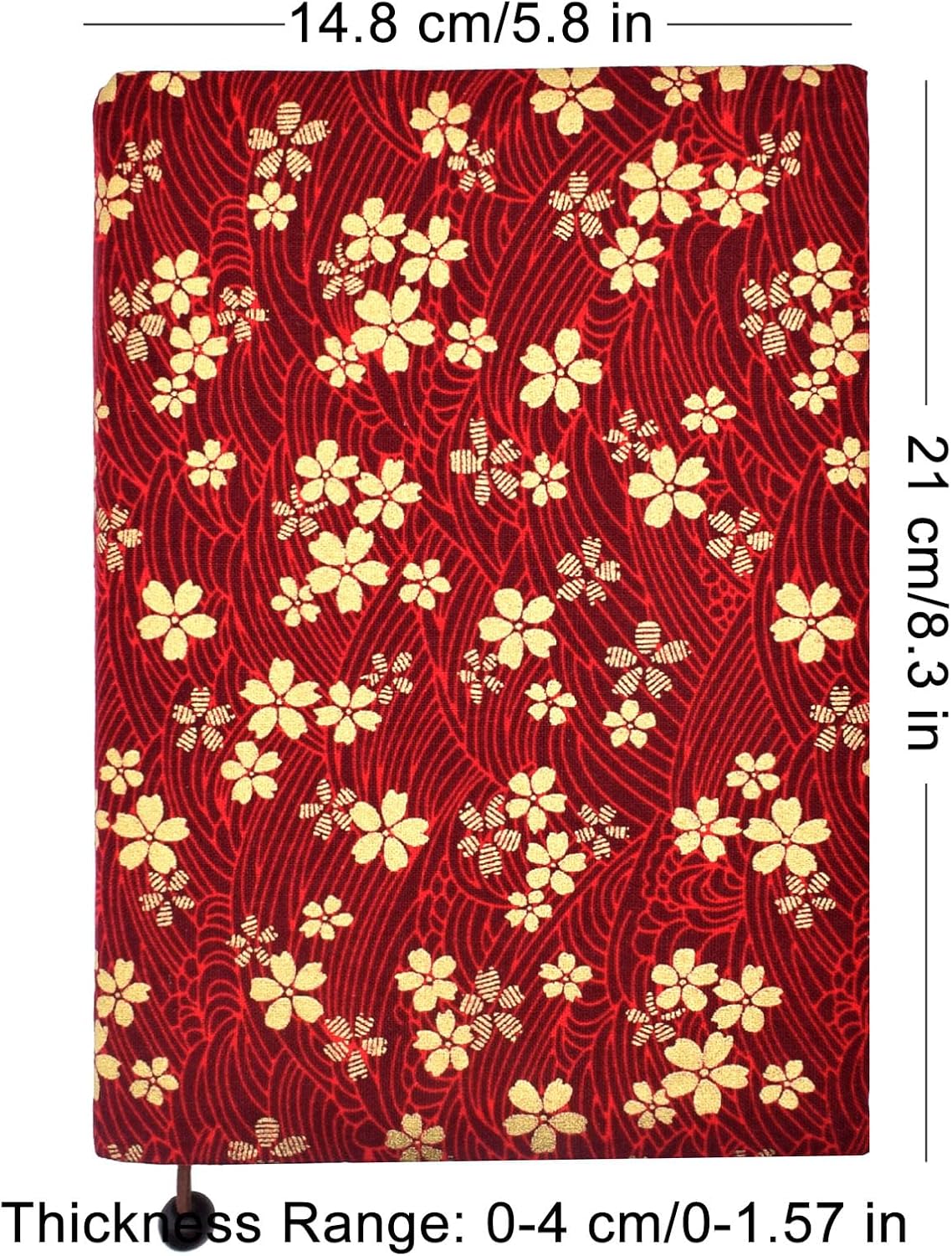 BLBMH A5 Book Cover for Paperbacks- Adjustable Fabric Book Sleeve Cover Protector Fit for 5.5x8.2 inch Hardcover Softcover Book Novels Notebook -Red Cherry Blossoms