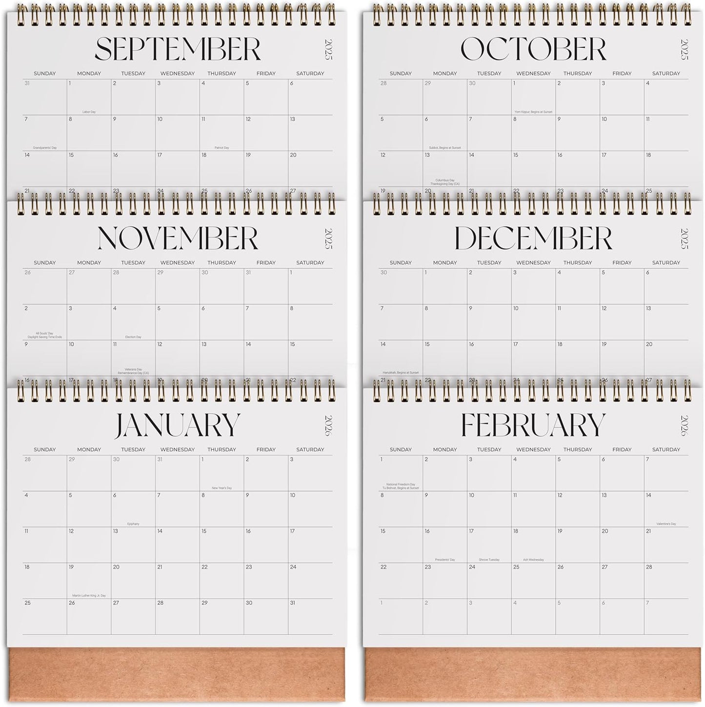 Small Desk Calendar 2025-2026, Jokotha Standing Flip Calendar, September 2025 to December 2026, 16 Month Desktop Calendar with Stickers & Minimalist Design, 8"x6"